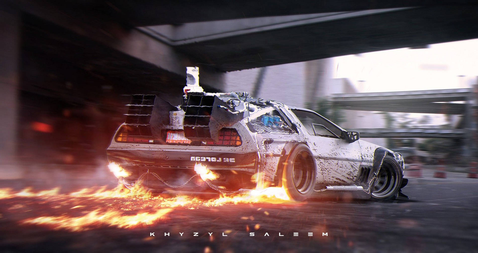 Back To The Future Racing Delorean Background