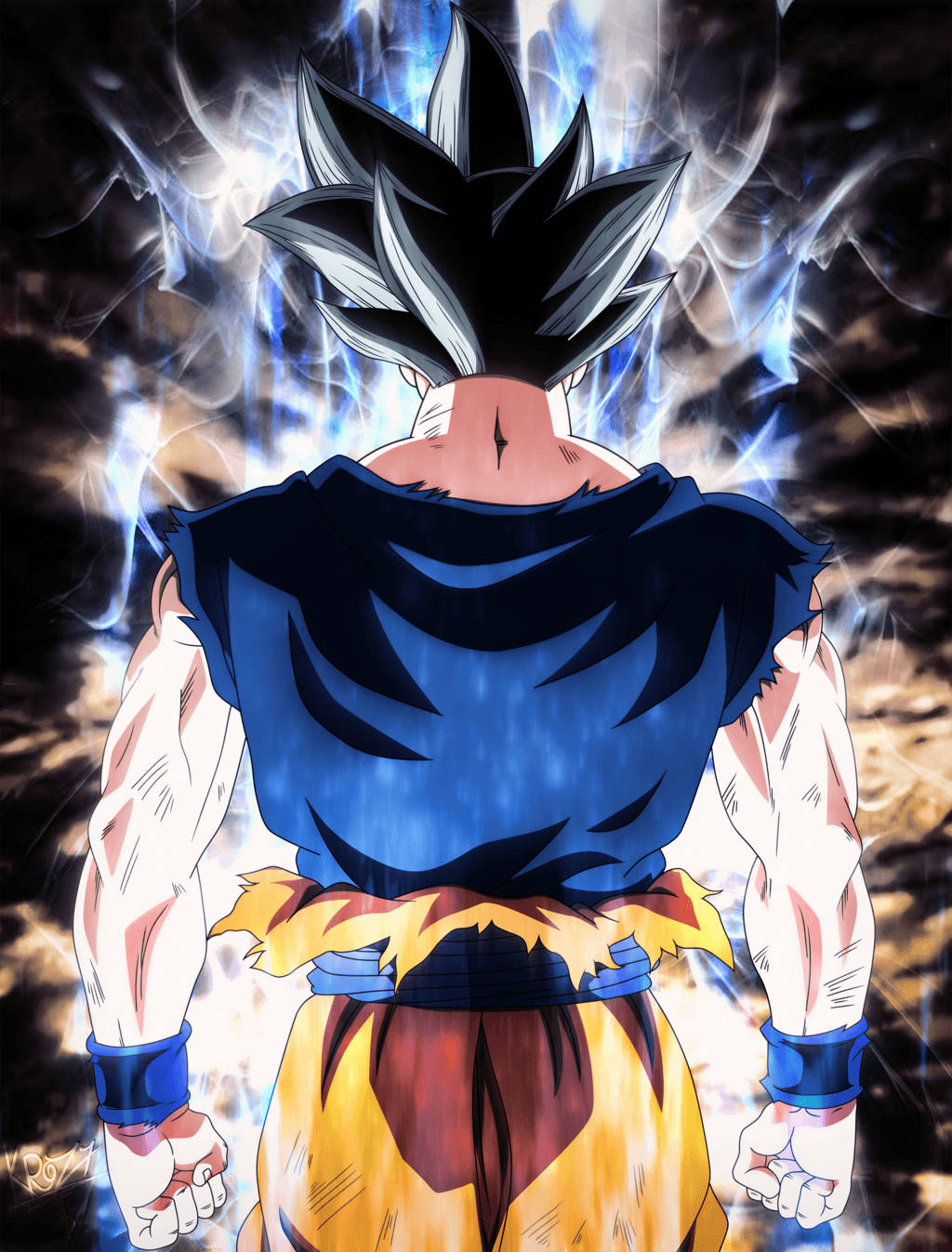 Back View Goku Ultra Instinct Background