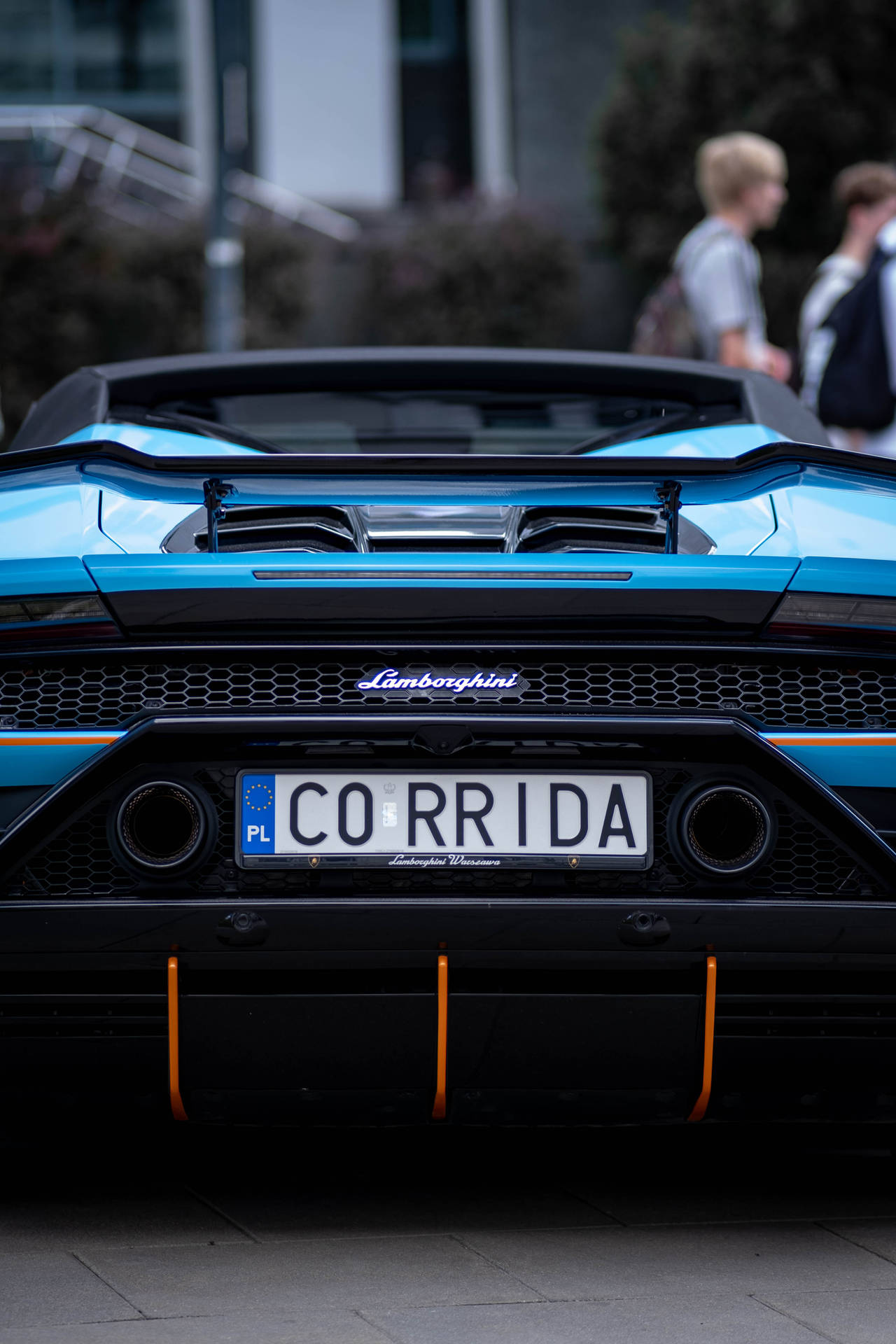 Backside Of Blue Lamborghini Galaxy Background