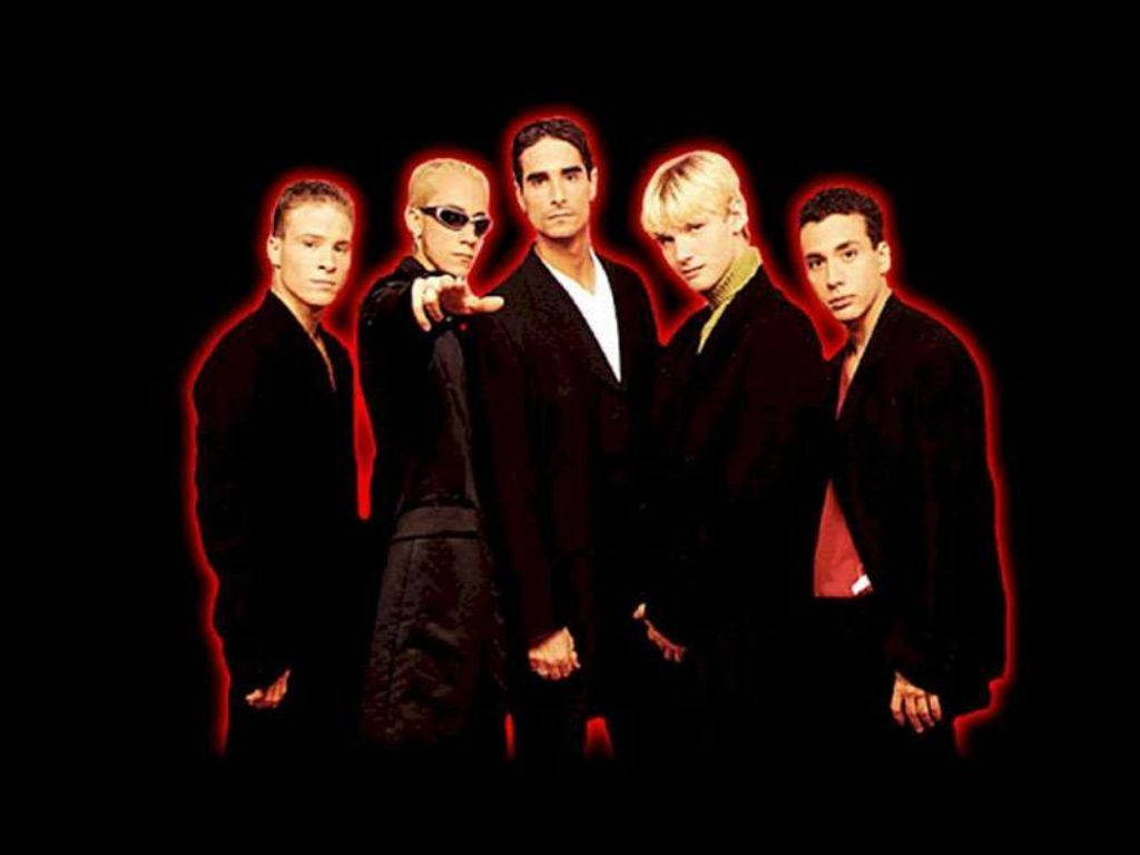 Backstreet Boys In All Black And Red Background