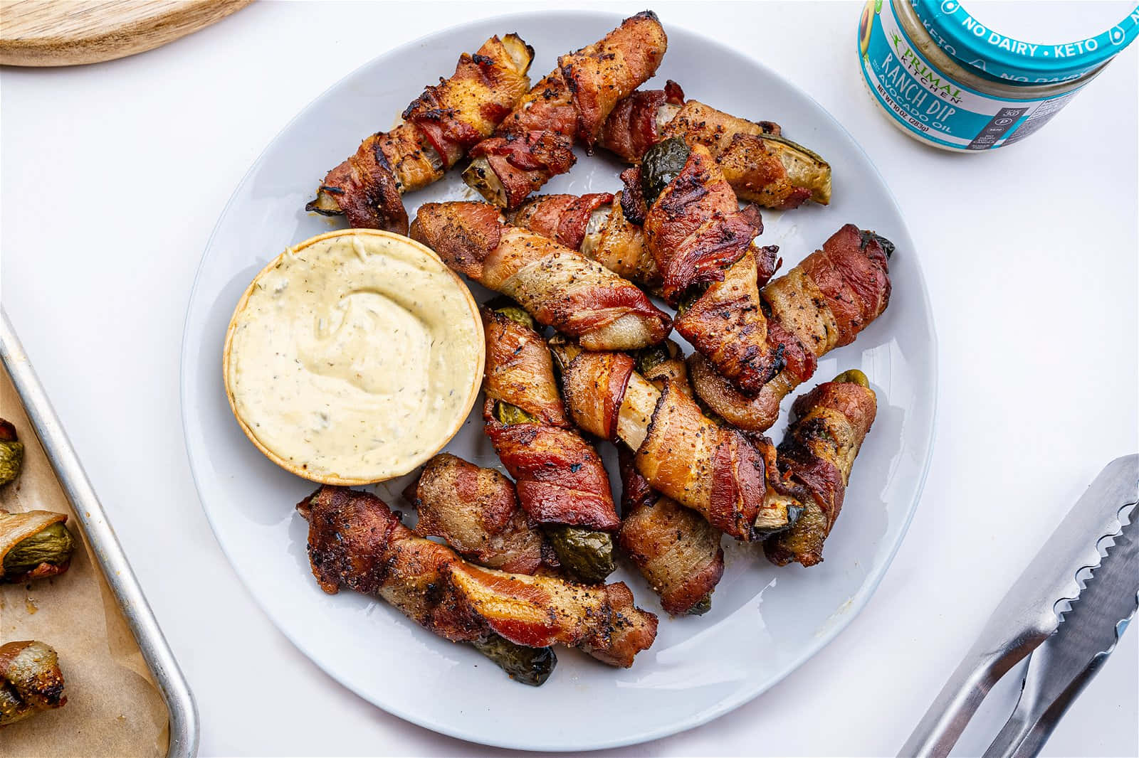 Bacon Wrapped Jalapenos With Dipping Sauce Background