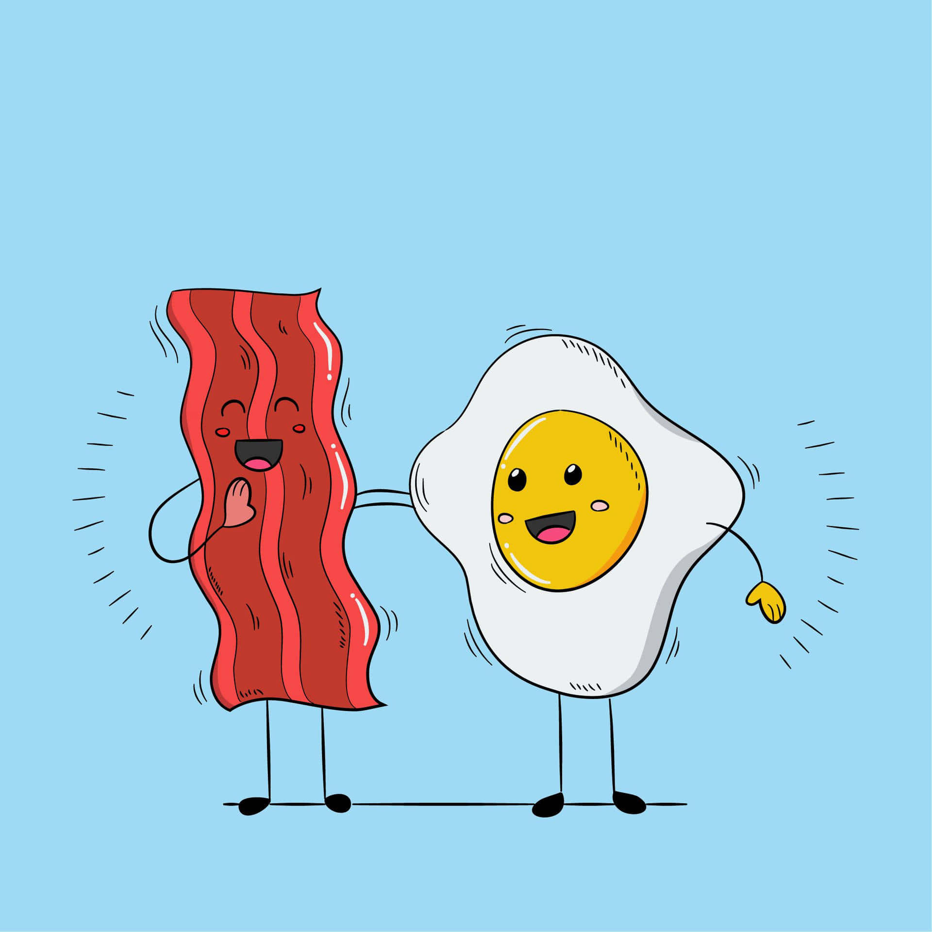 Baconand Egg Friends Cartoon Background