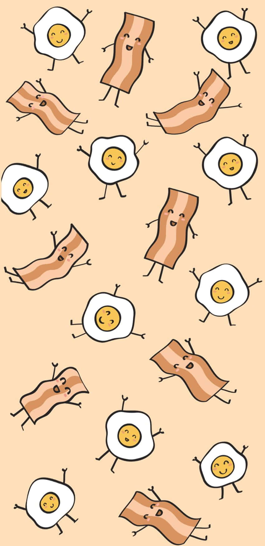 Baconand Eggs Cartoon Pattern Background