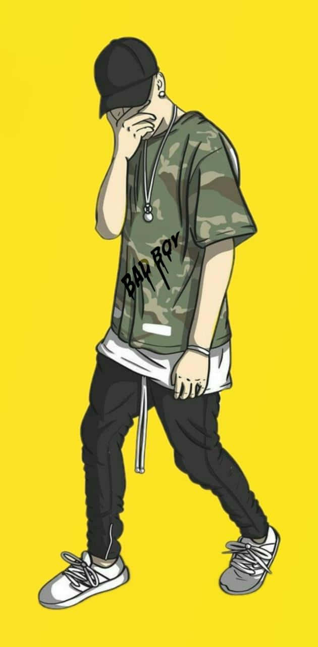 Bad Boy Anime Wearing Camouflage Background