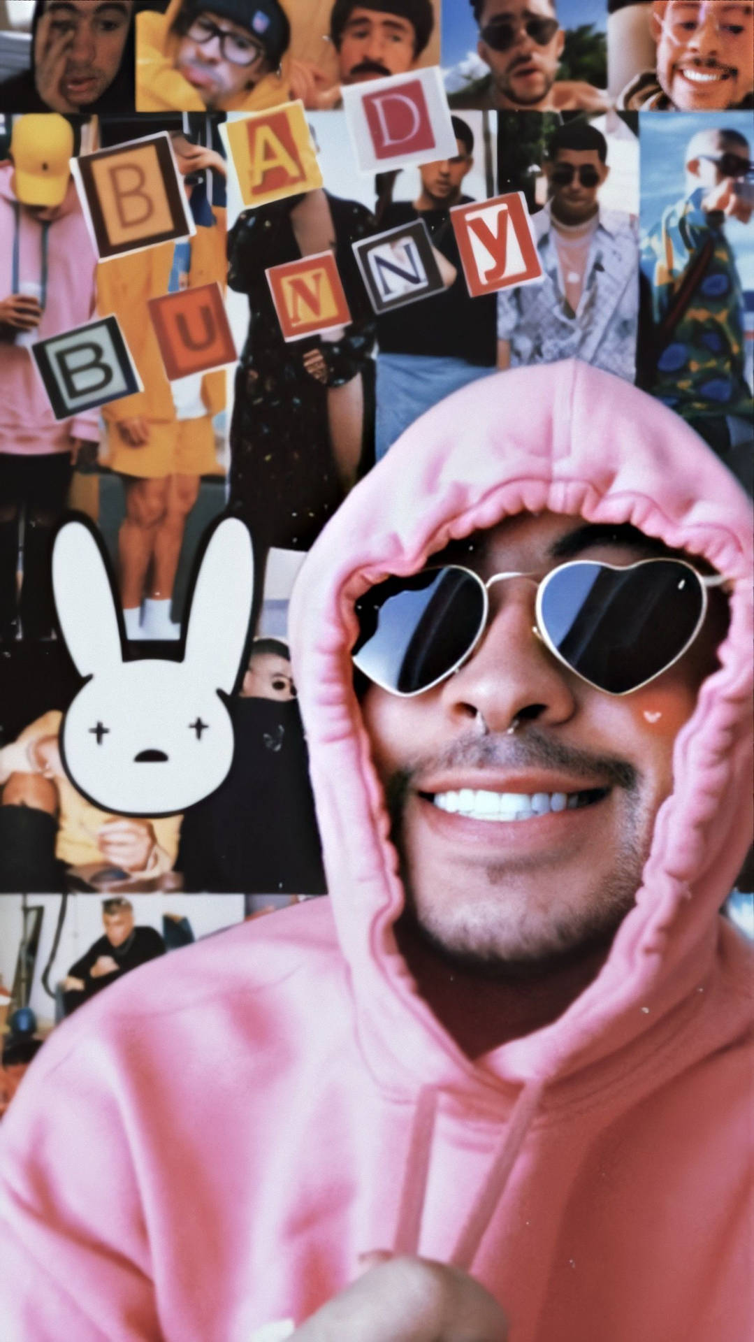 Bad Bunny Pink Hoodie Jacket Background