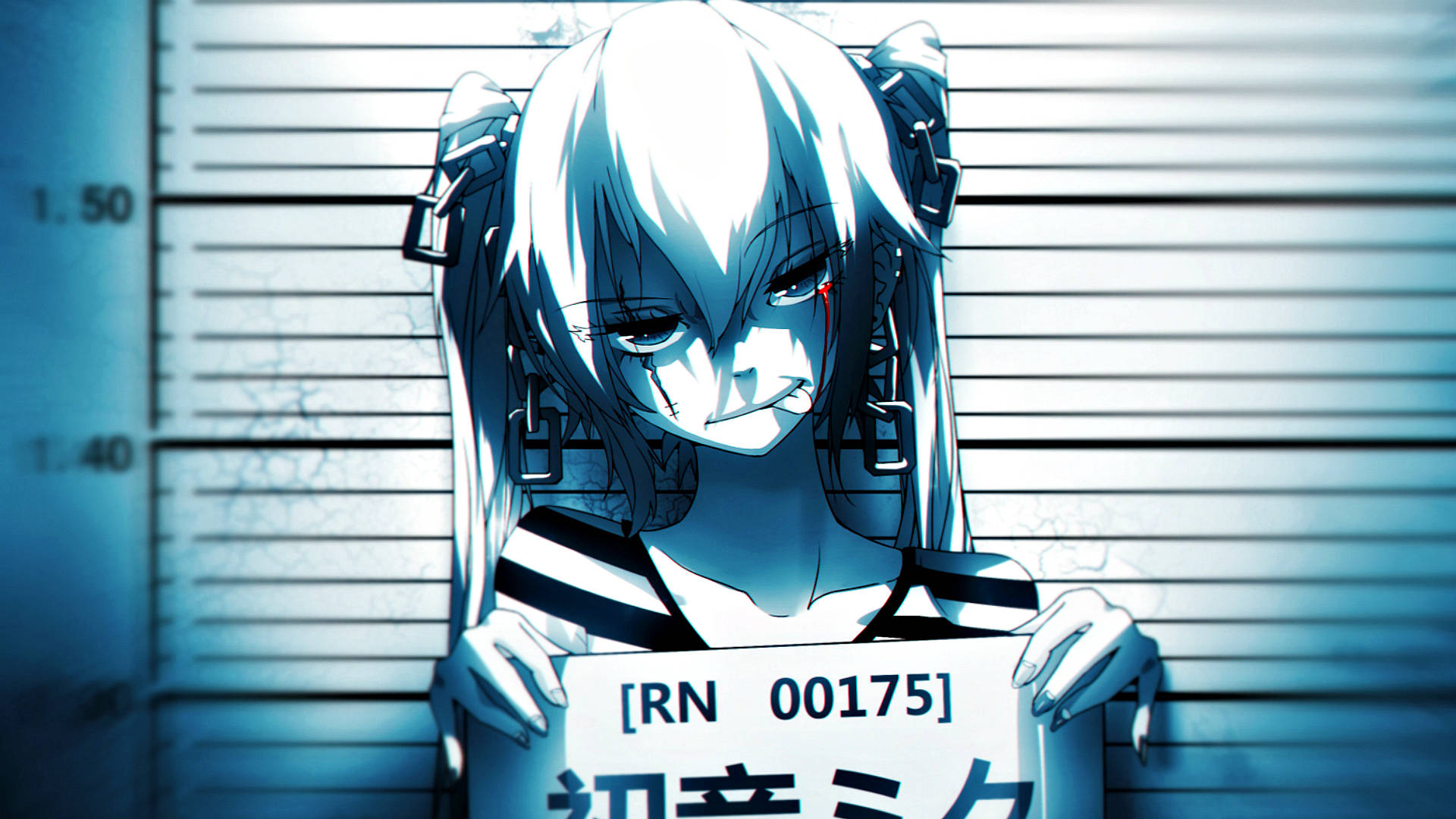 Bad Girl Anime Miku Mugshot Background