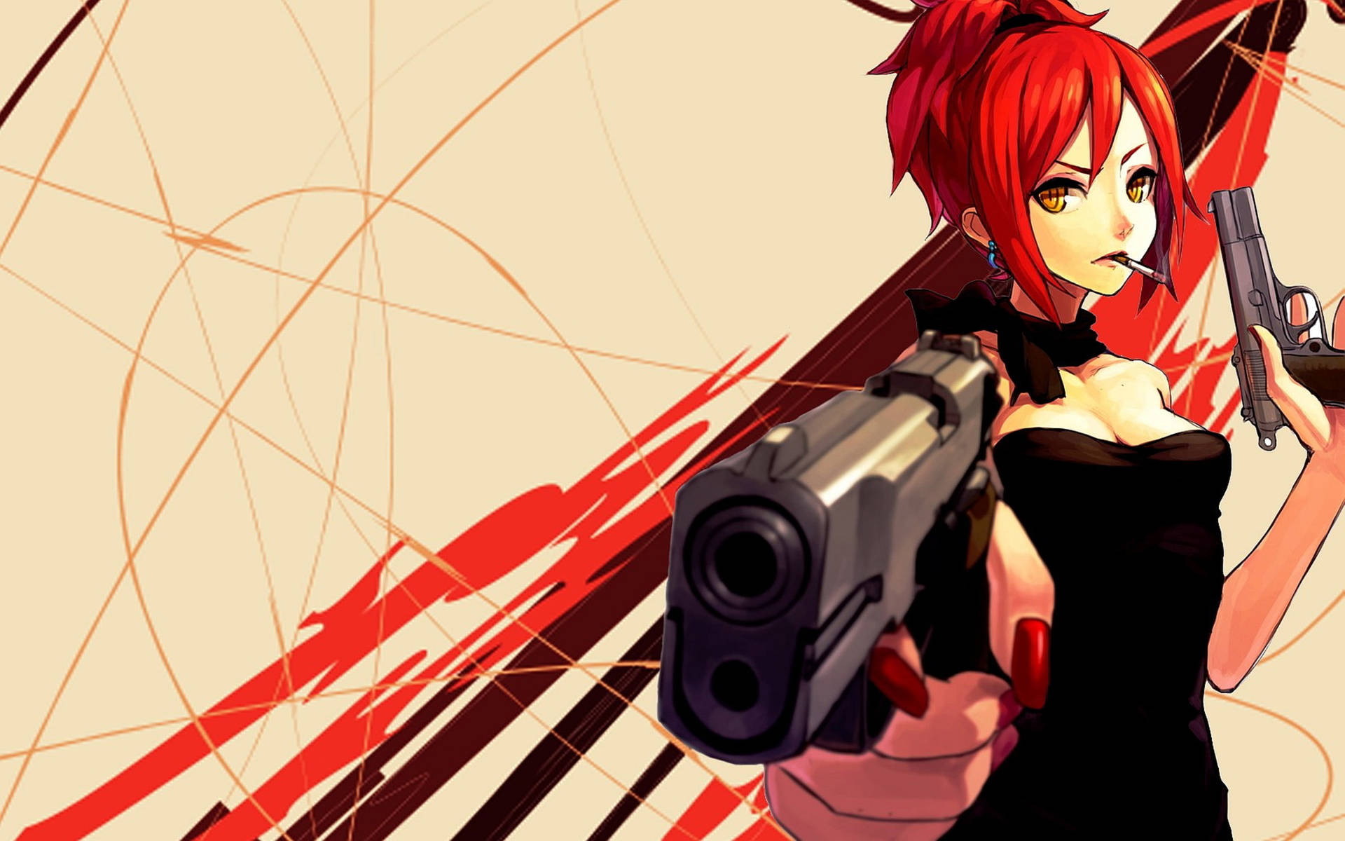 Bad Girl Anime Two Pistols Background