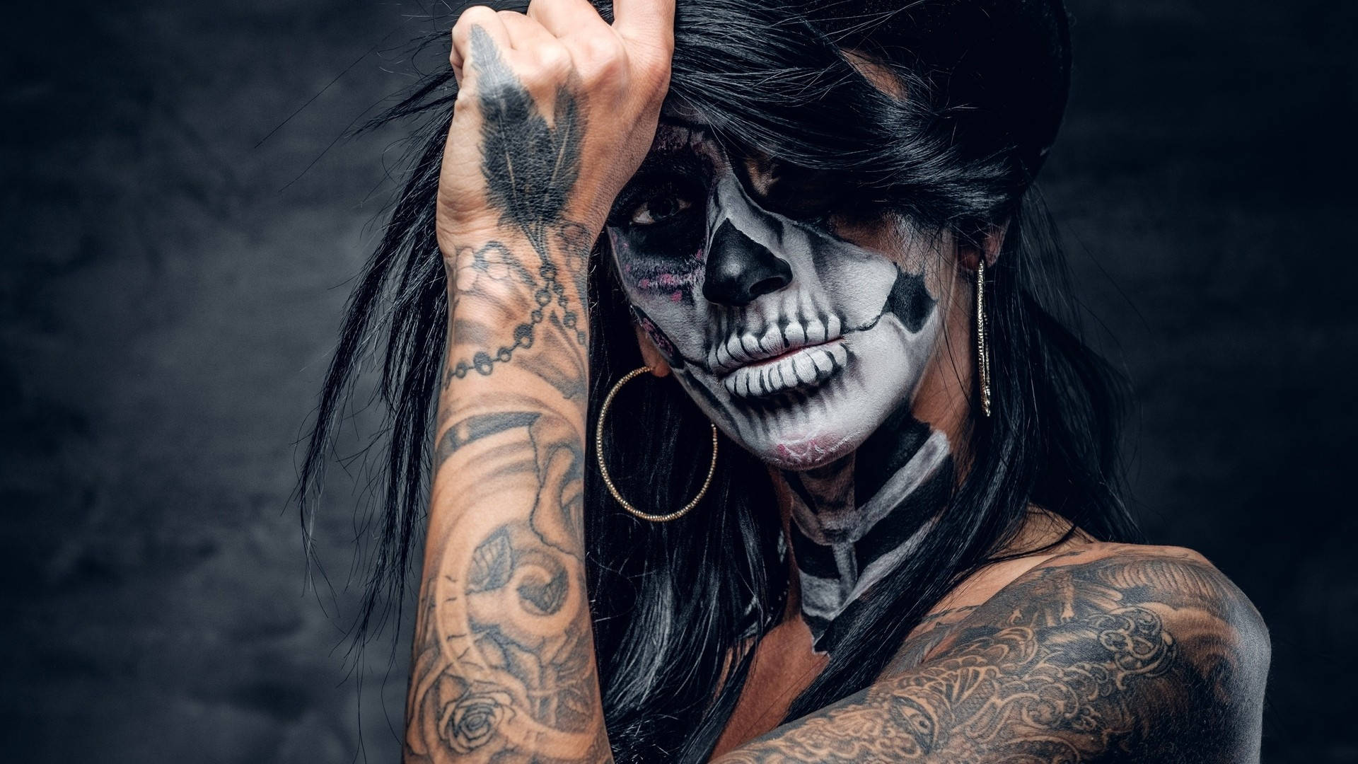 Bad Girl With Facial Tattoo Background