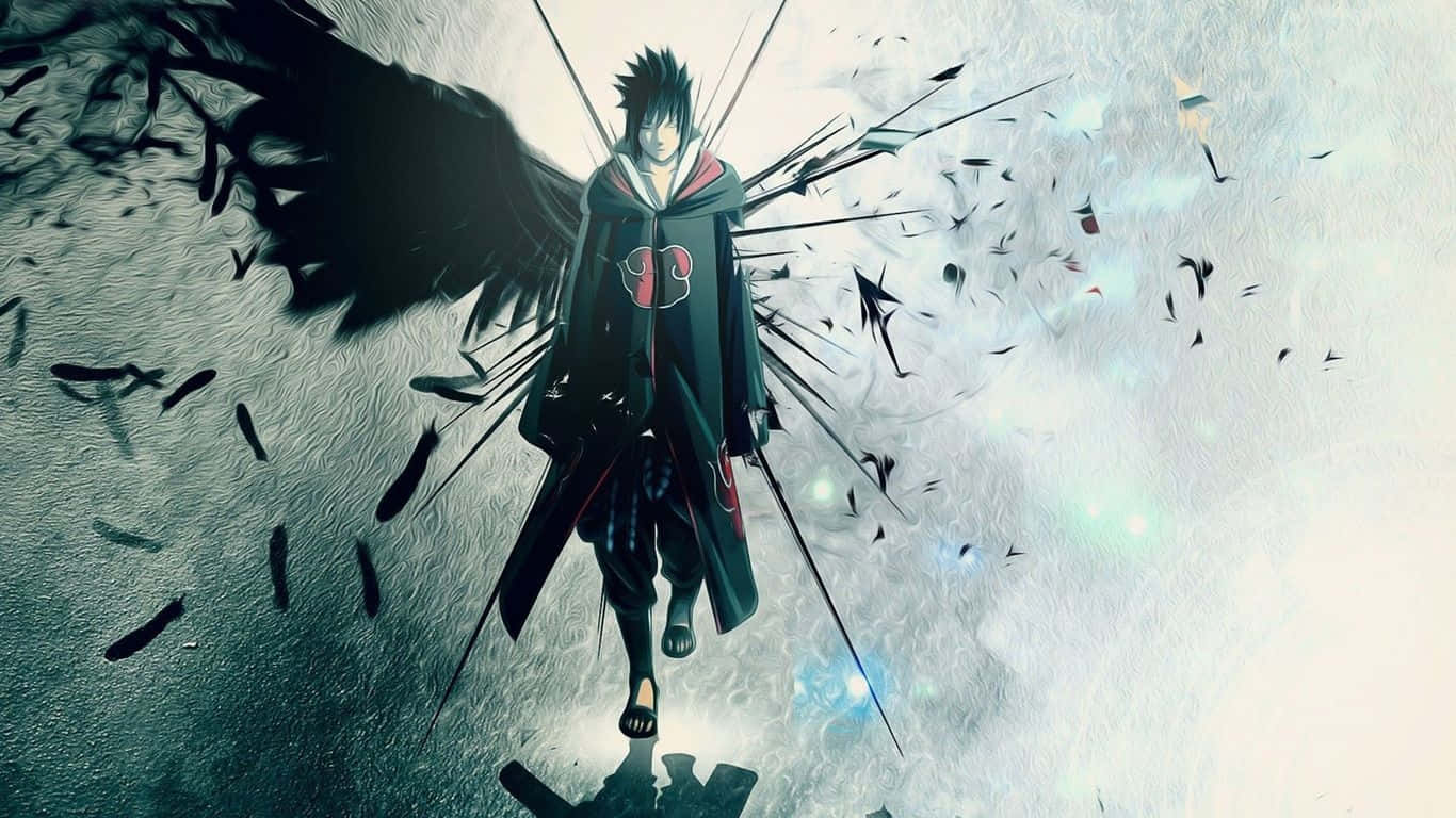 Badass Anime Sasuke Broken Wings Background