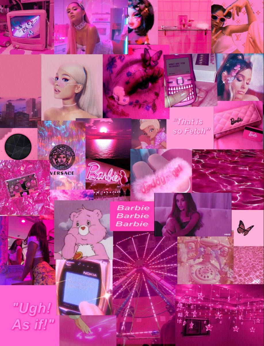 Baddie Barbie Aesthetic Neon Pink Collage