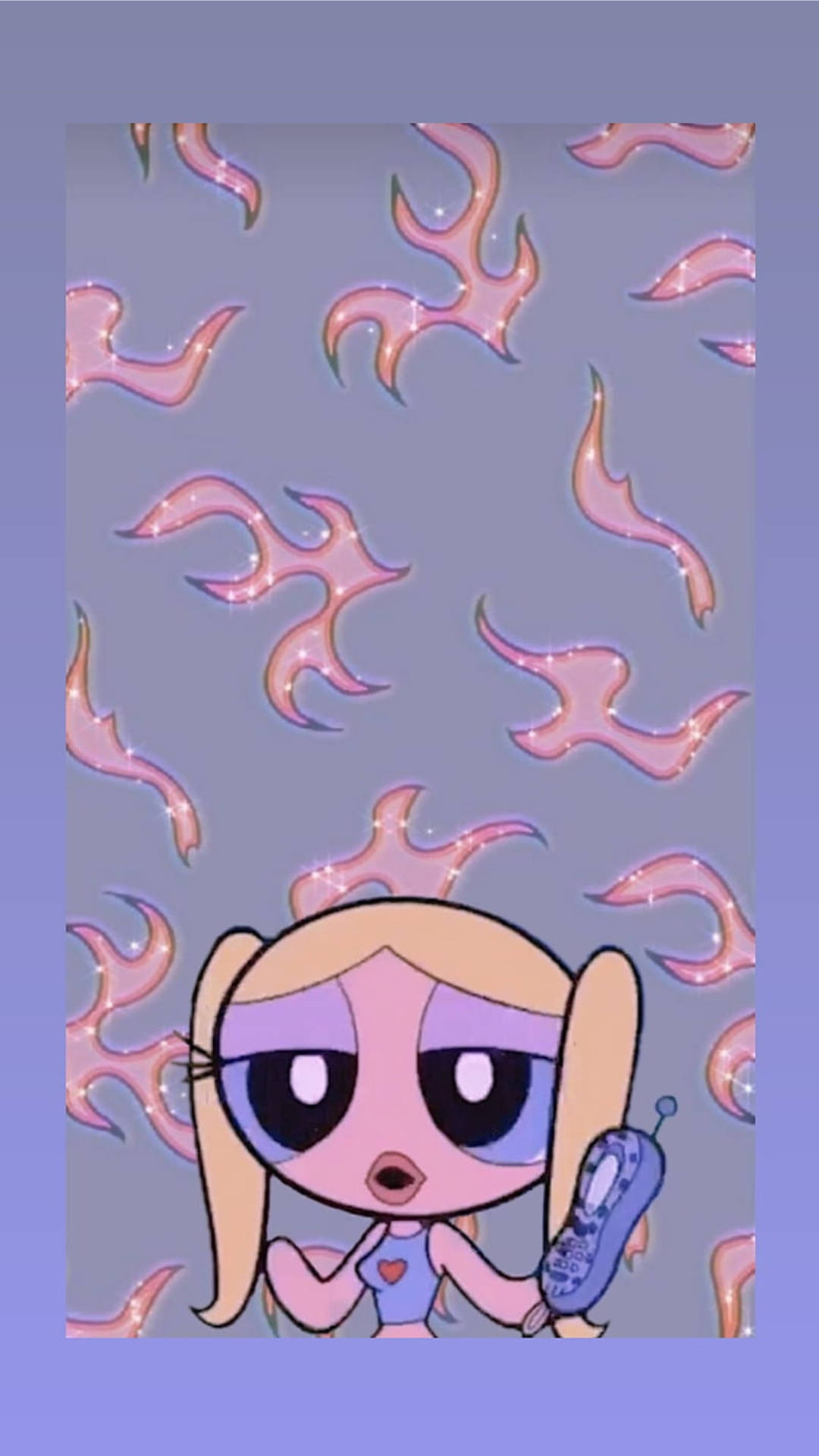 Baddie Cartoon Bubbles On Flames Background