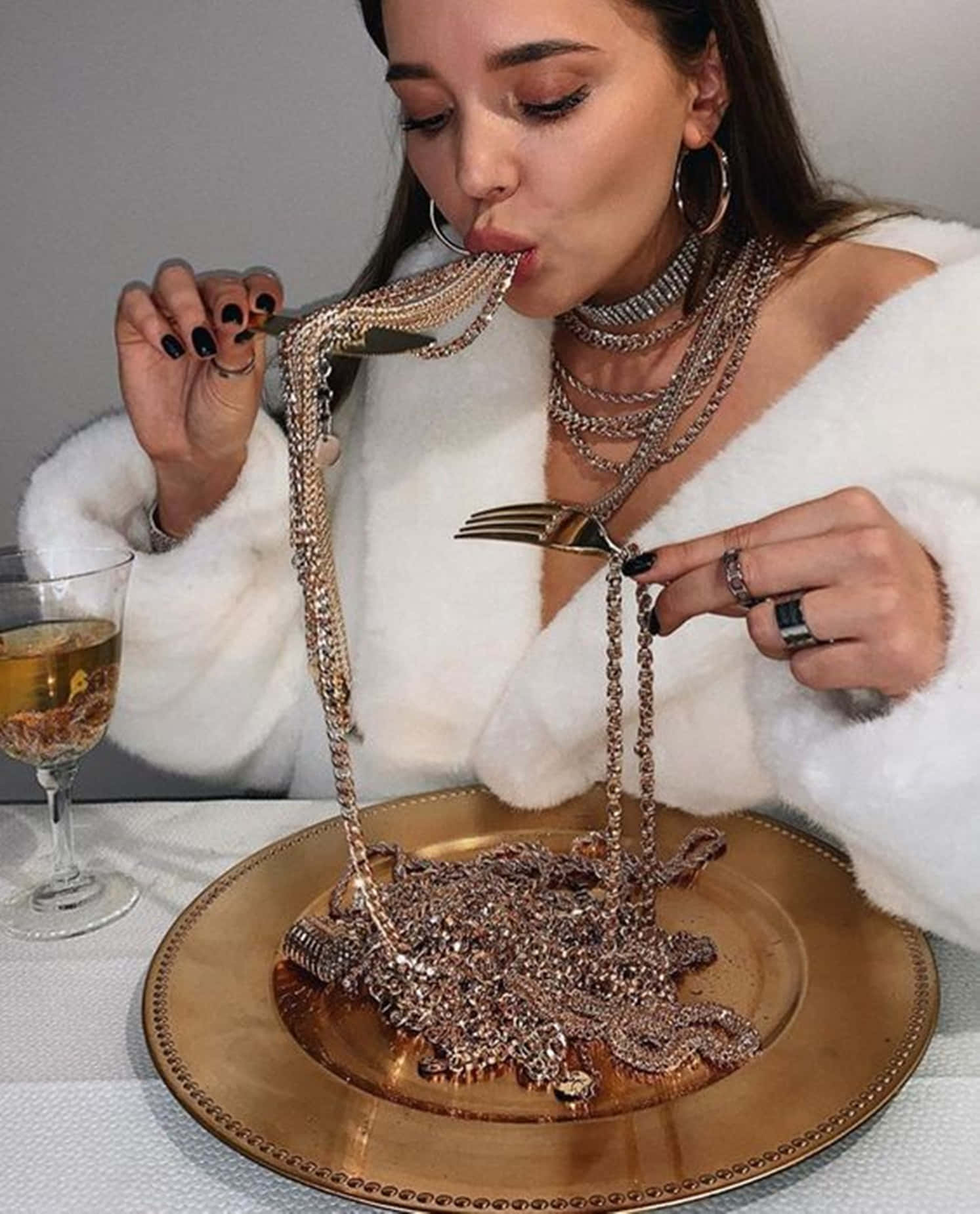 Baddie Girl Eating Chains