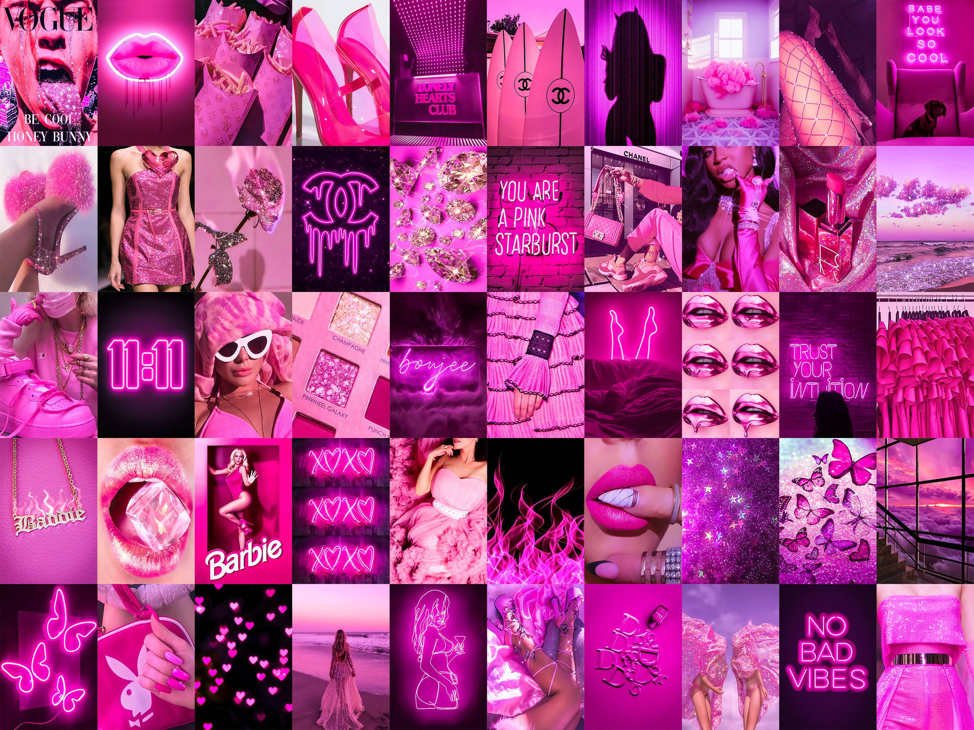 Baddie Neon Pink Collage