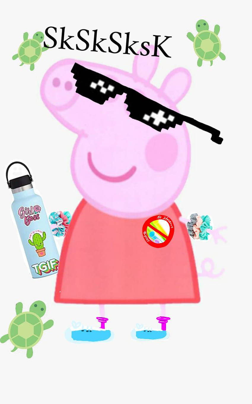 Baddie Peppa Pig Looks Cool In Her Green Jacket And Sunnies Background