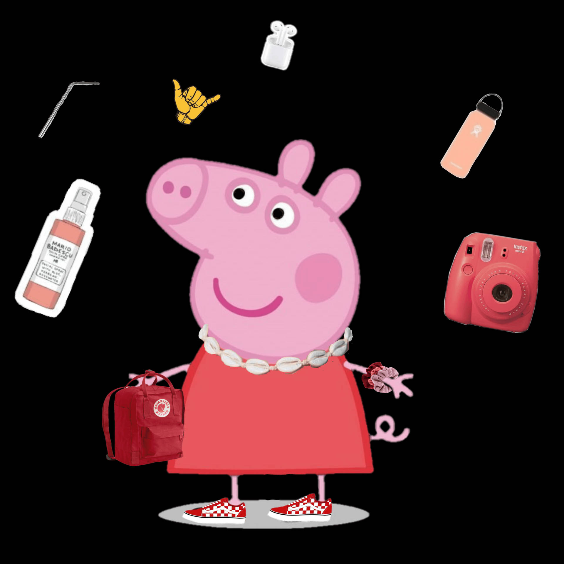 Baddie Peppa Pig Red Dress Background