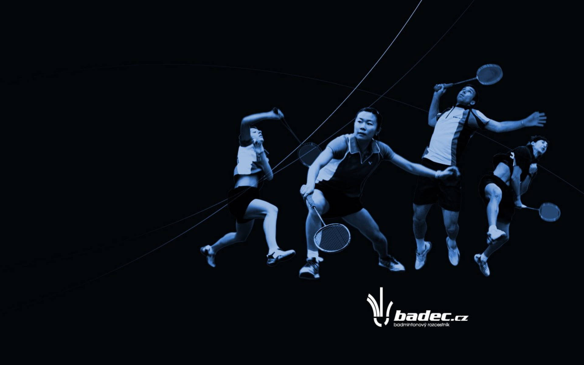 Badminton Player Blue Monochrome Background