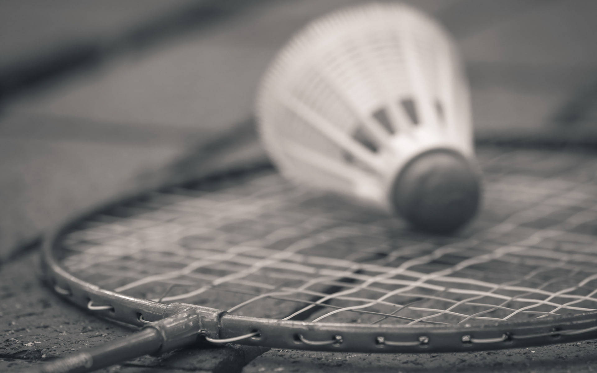 Badminton Racket In Grayscale Background