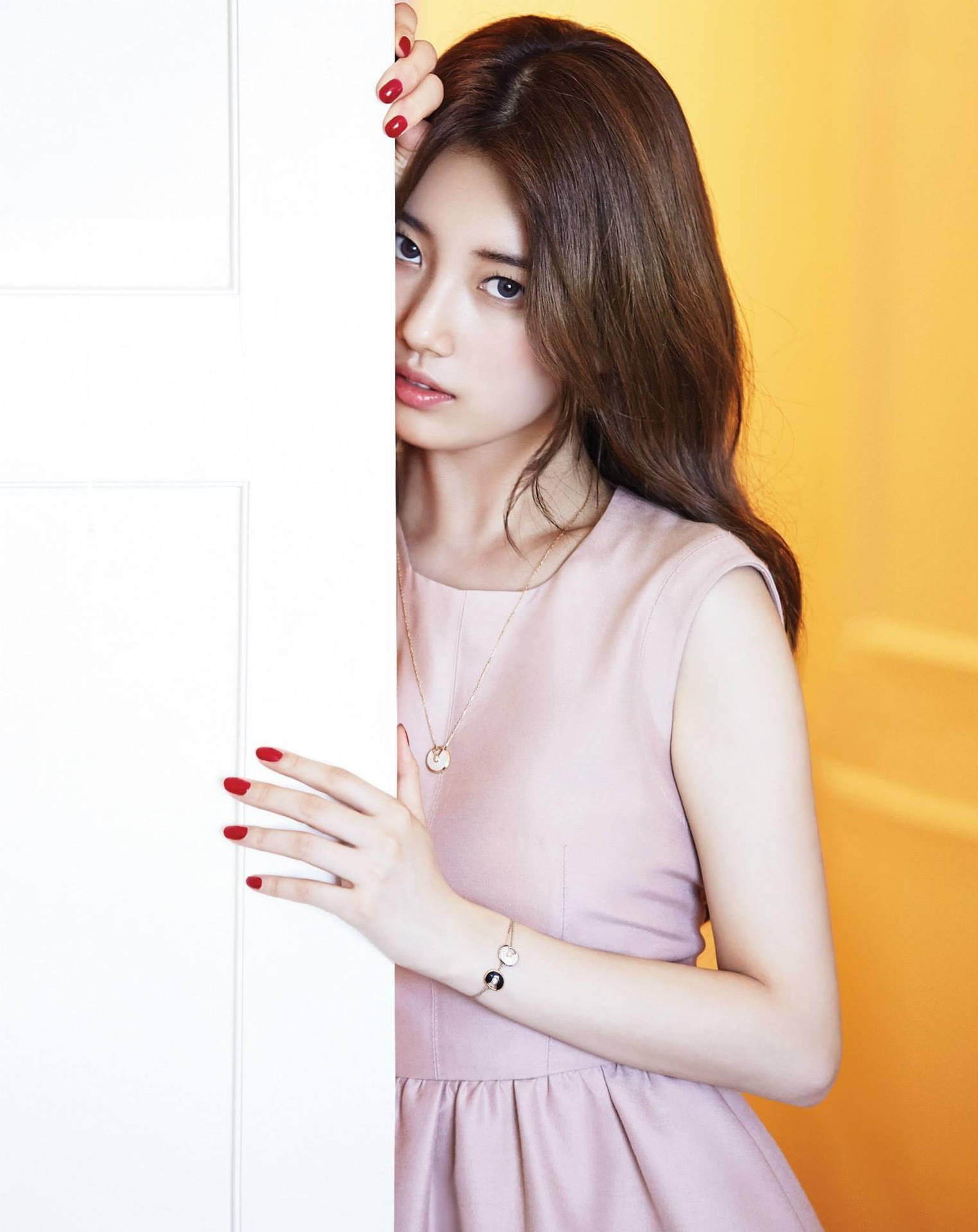 Bae Suzy In Pink Dress Background