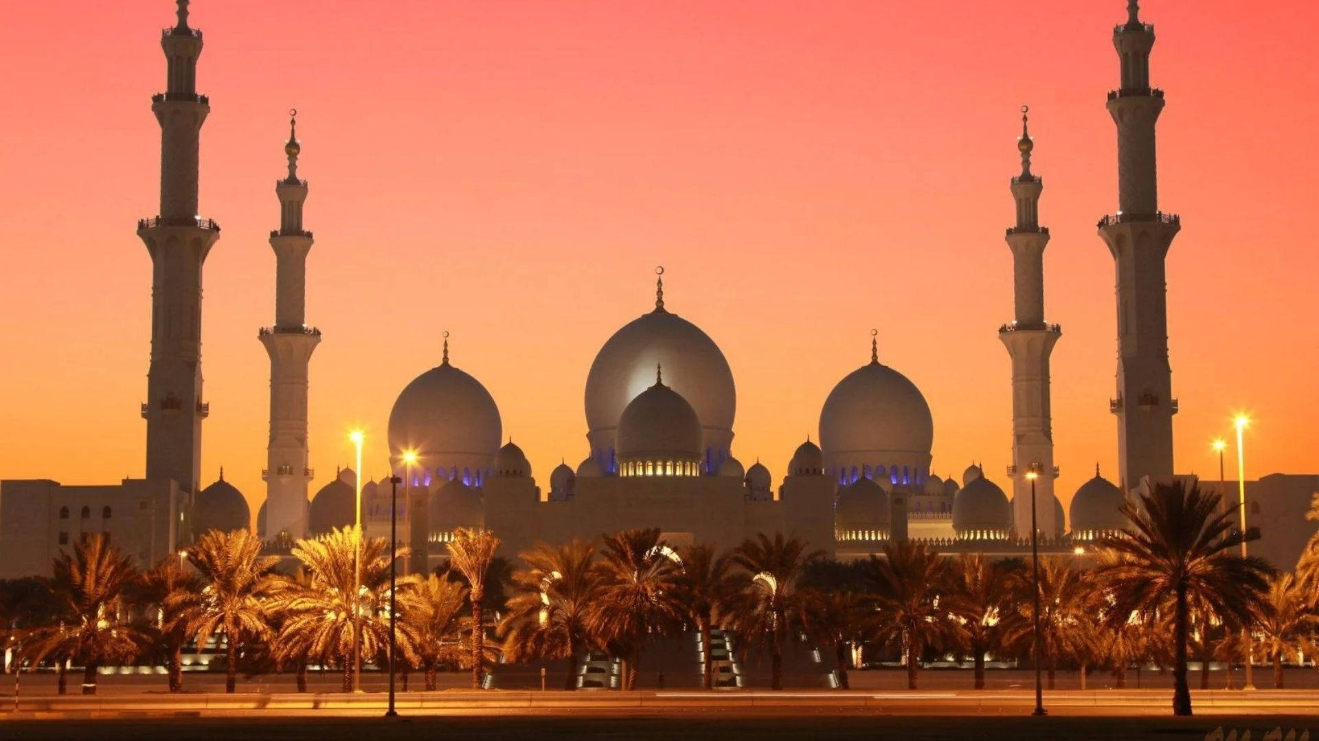 Baghdad Mosque At Sunset Background