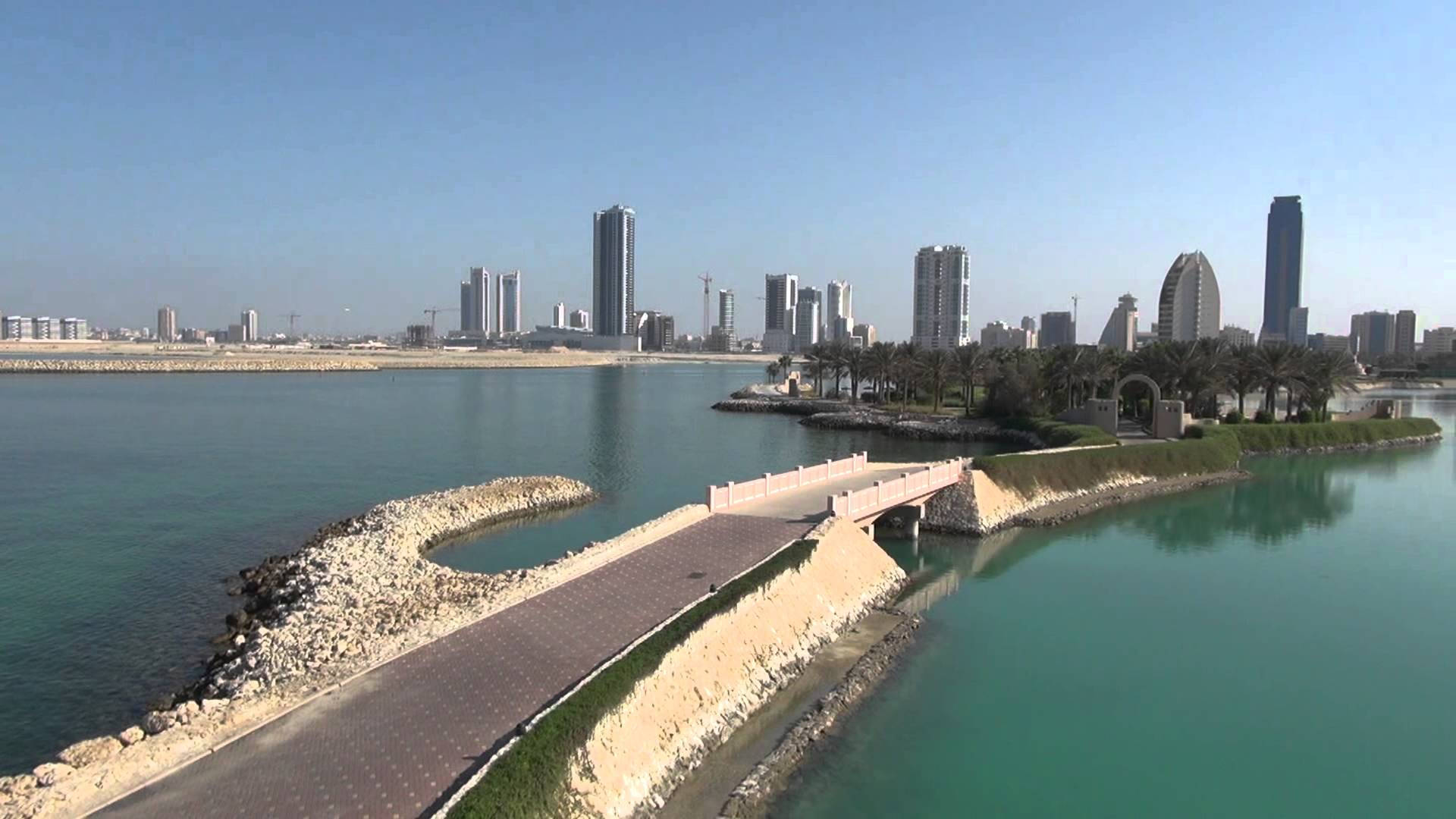 Bahrain Beach And Buildings Background