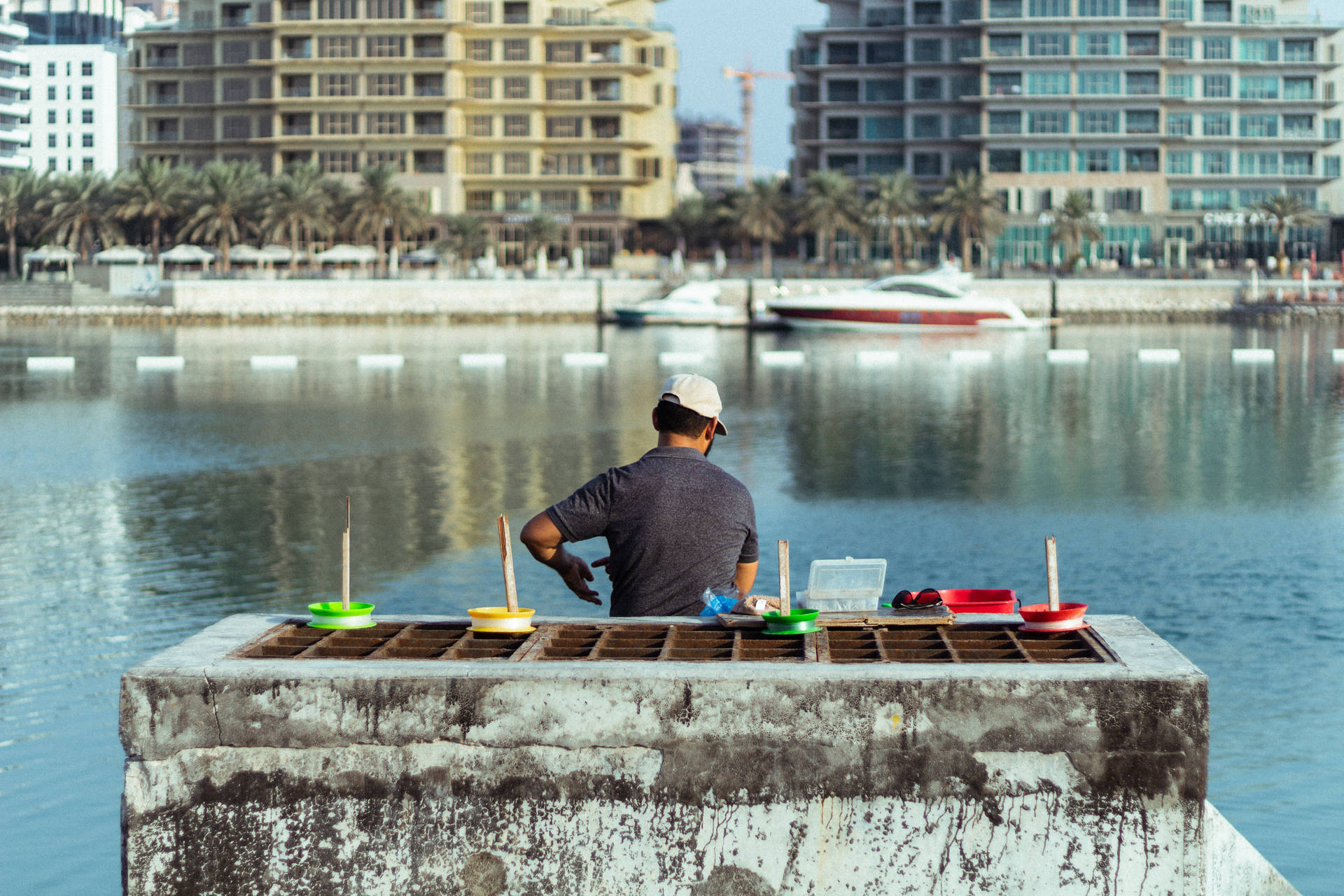 Bahrain Man Wooden Dock Background