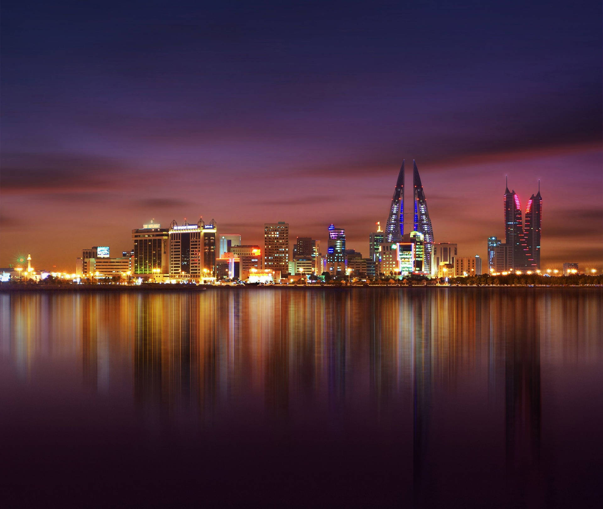 Bahrain Night Skyline Background