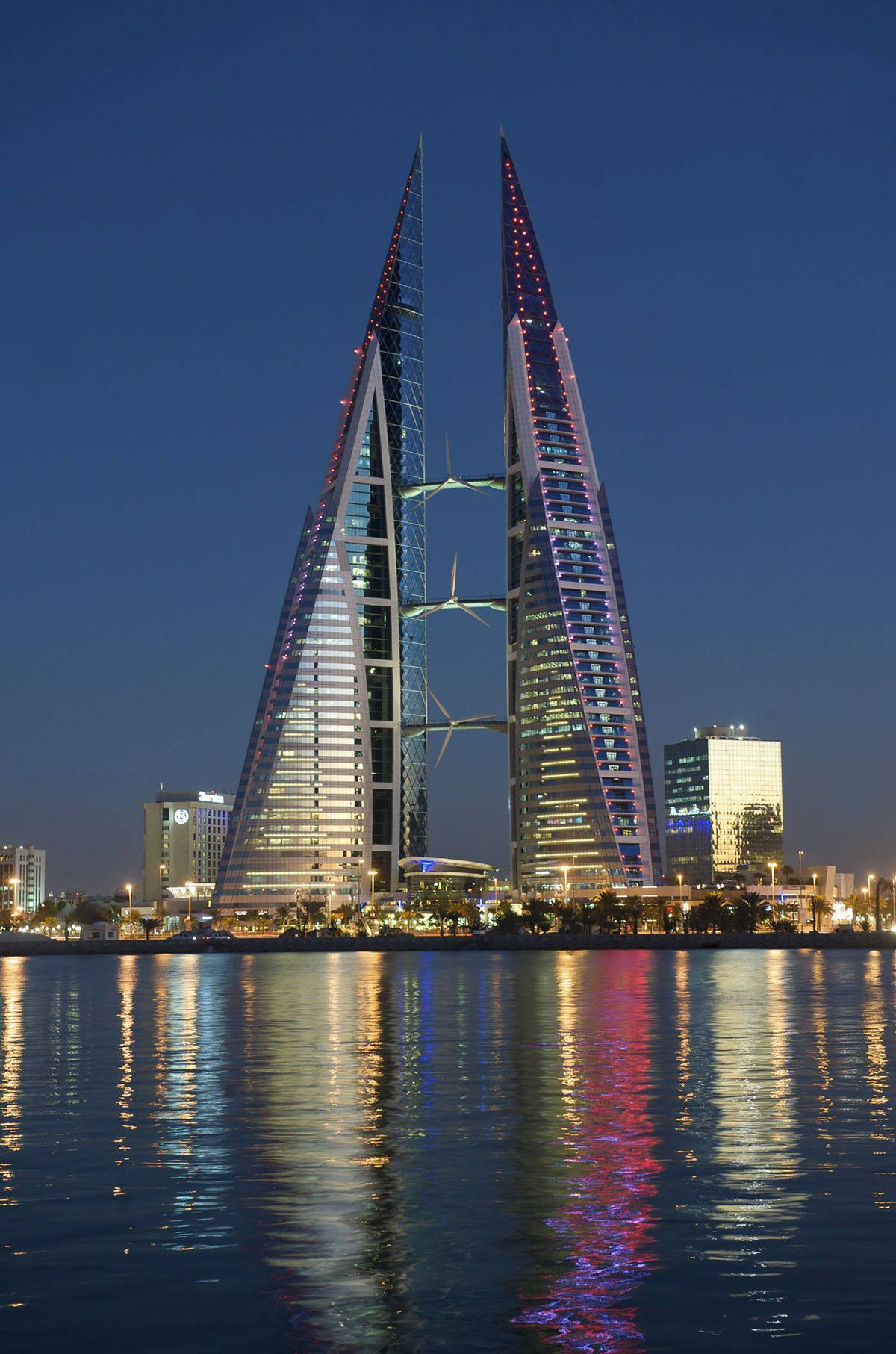 Bahrain World Trade Center Night Background