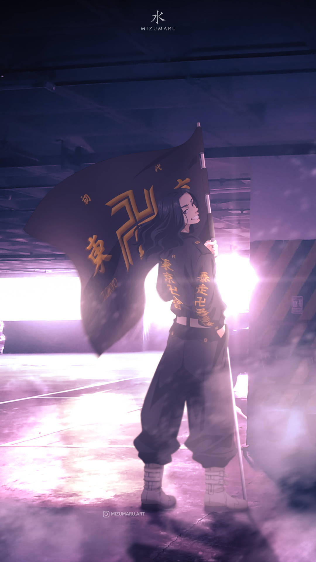 Baji Tokyo Revengers Holding Flag Background