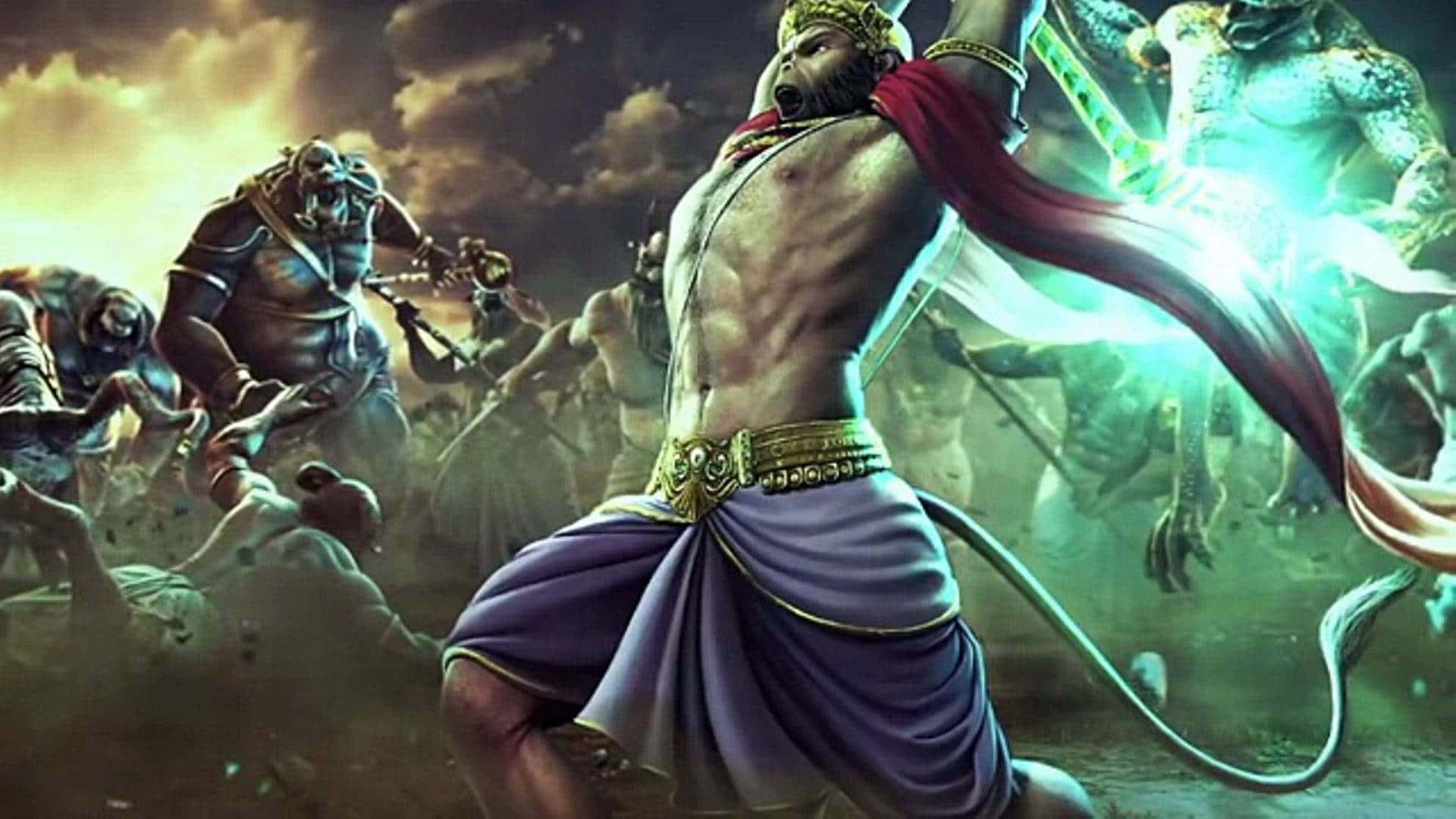 Bajrangbali_ Hanuman_ Battle_ Scene Background