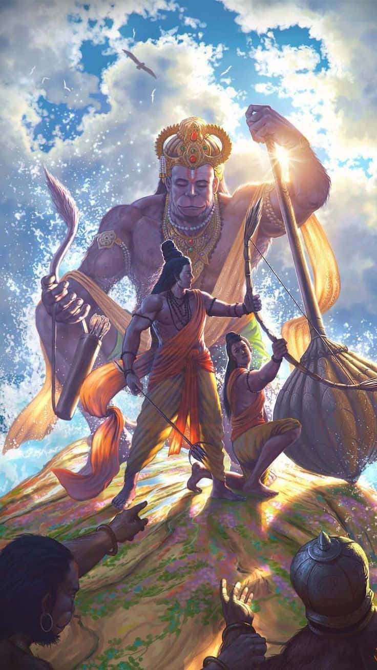 Bajrangbali_ Hanuman_ Receiving_ Ram's_ Ring Background