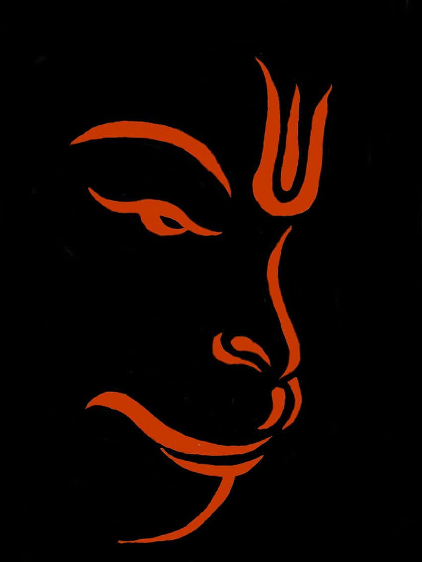 Bajrangbali Orange Line Art Background