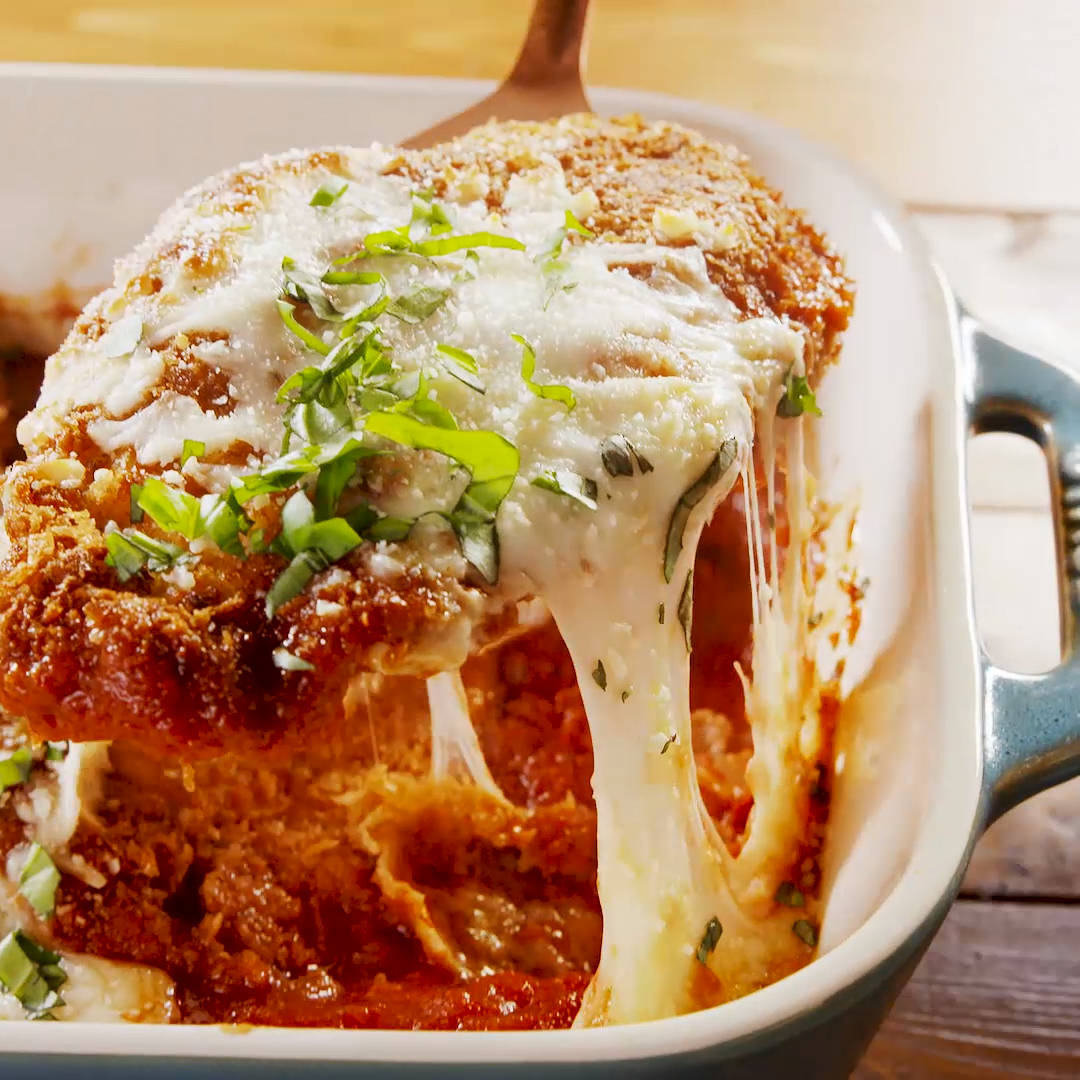 Baked Parmigiana With Marinara Sauce Background