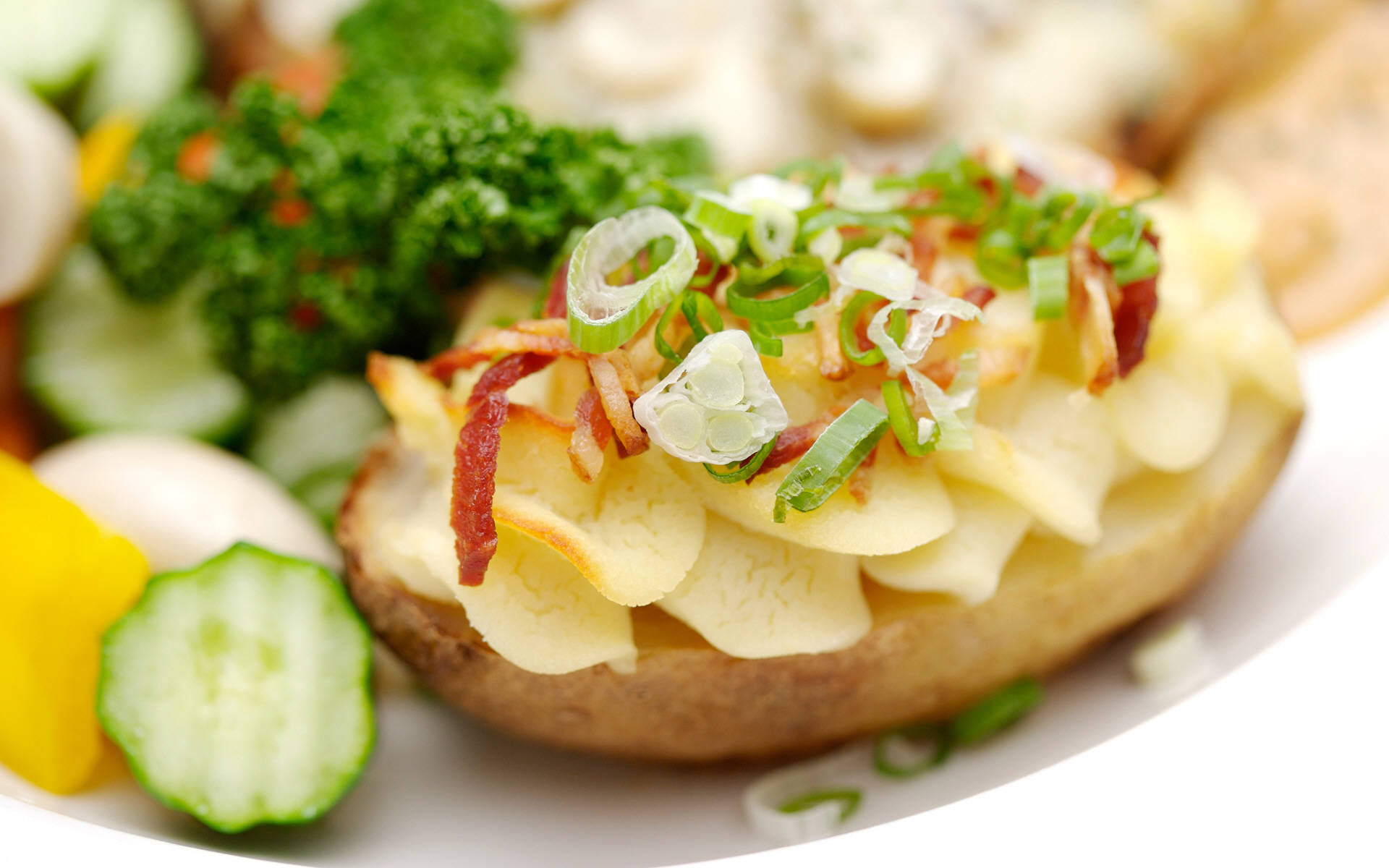 Baked Potato Dish With Endive Vegetables Background