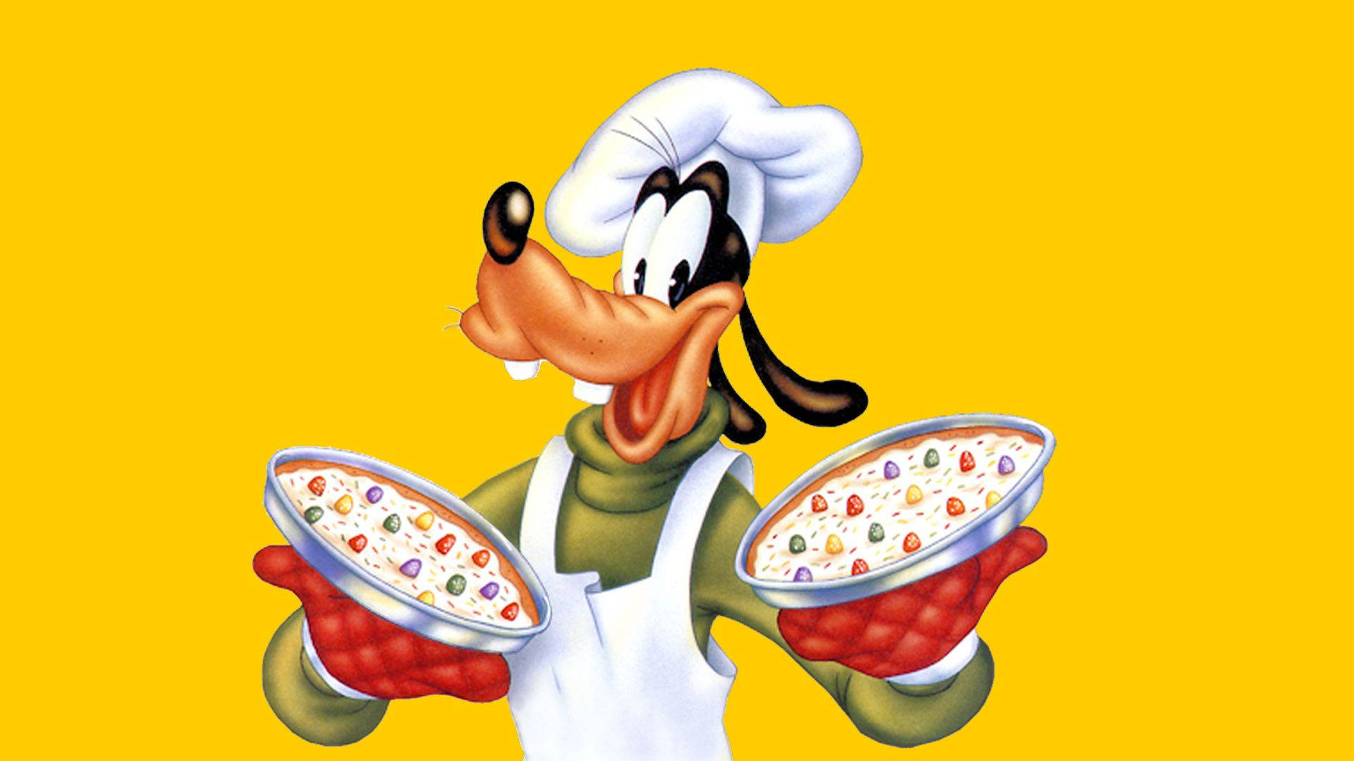 Baker Goofy With Pies Background
