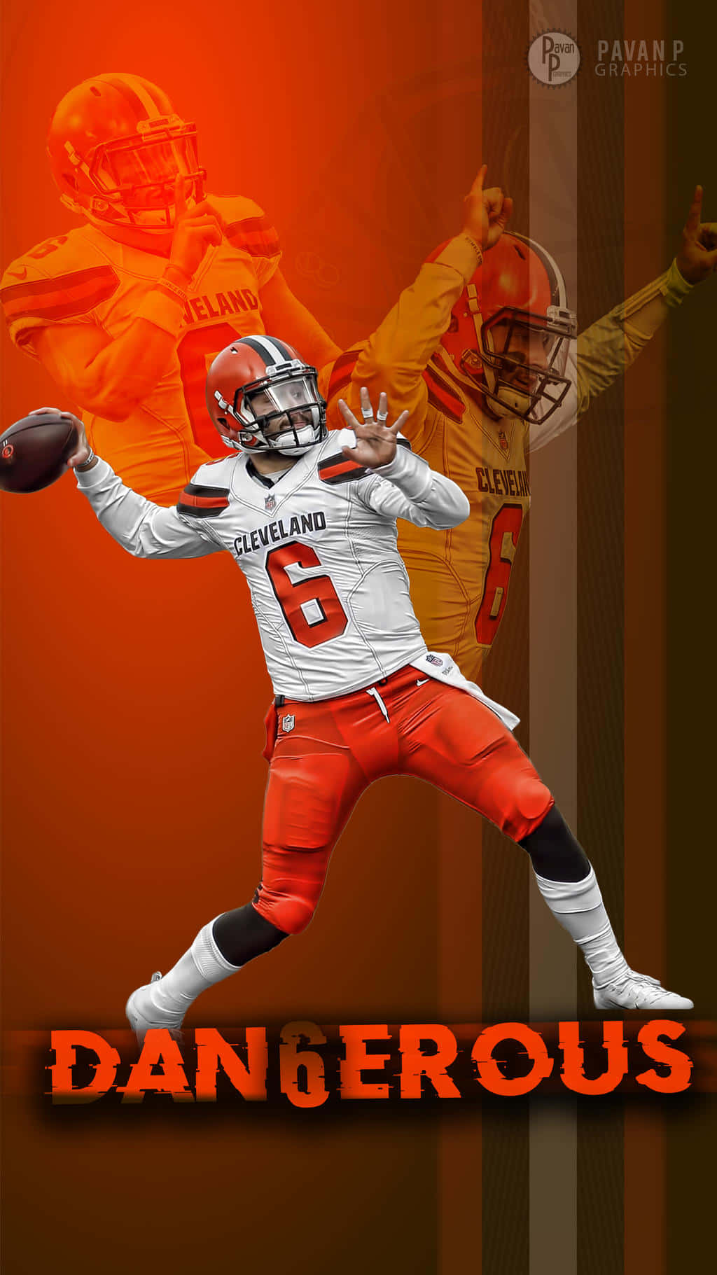 Baker Mayfield Dangerous Art Orange Design Background