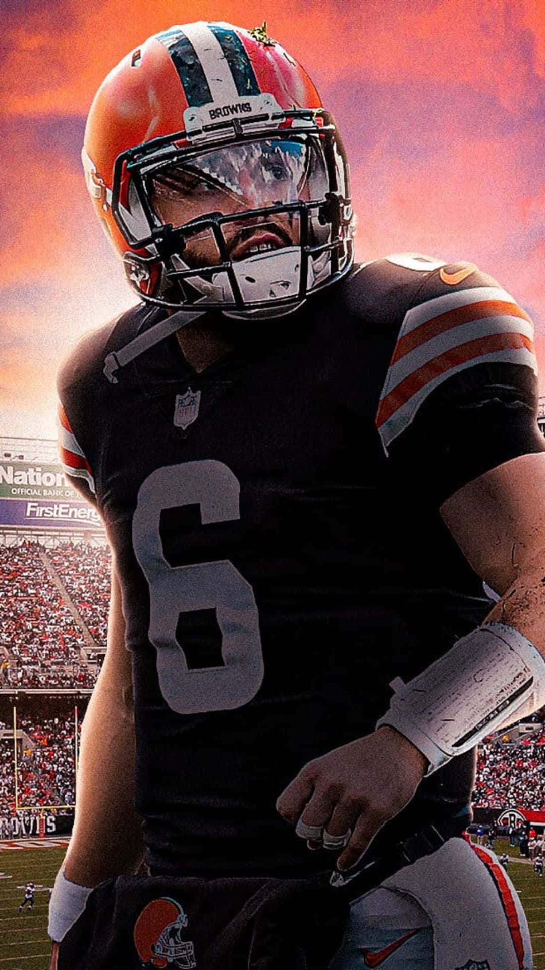 Baker Mayfield Number 6 Black Uniform Background