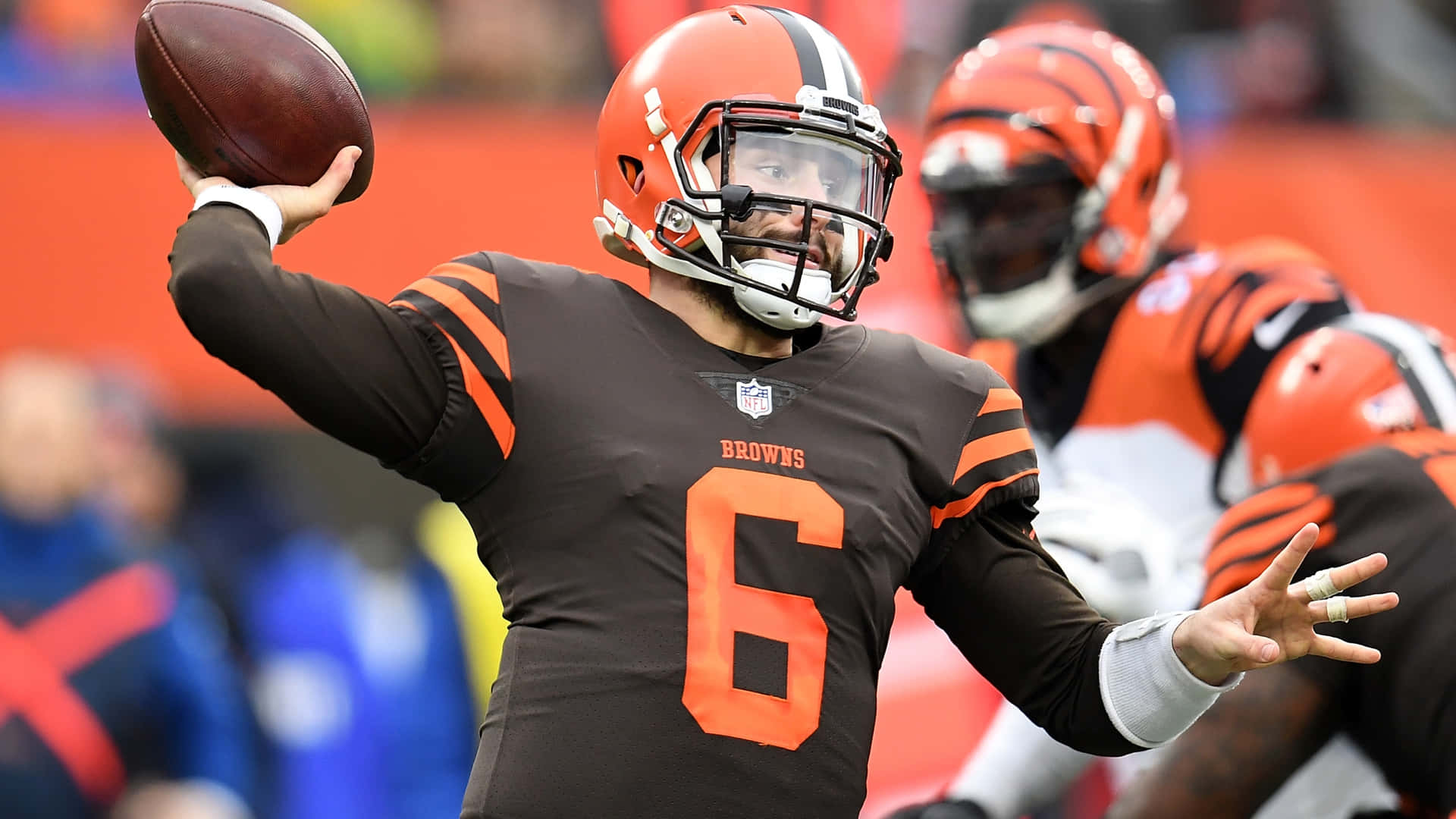 Baker Mayfield, Quarterback For The Cleveland Browns Leading The Team To Success Background