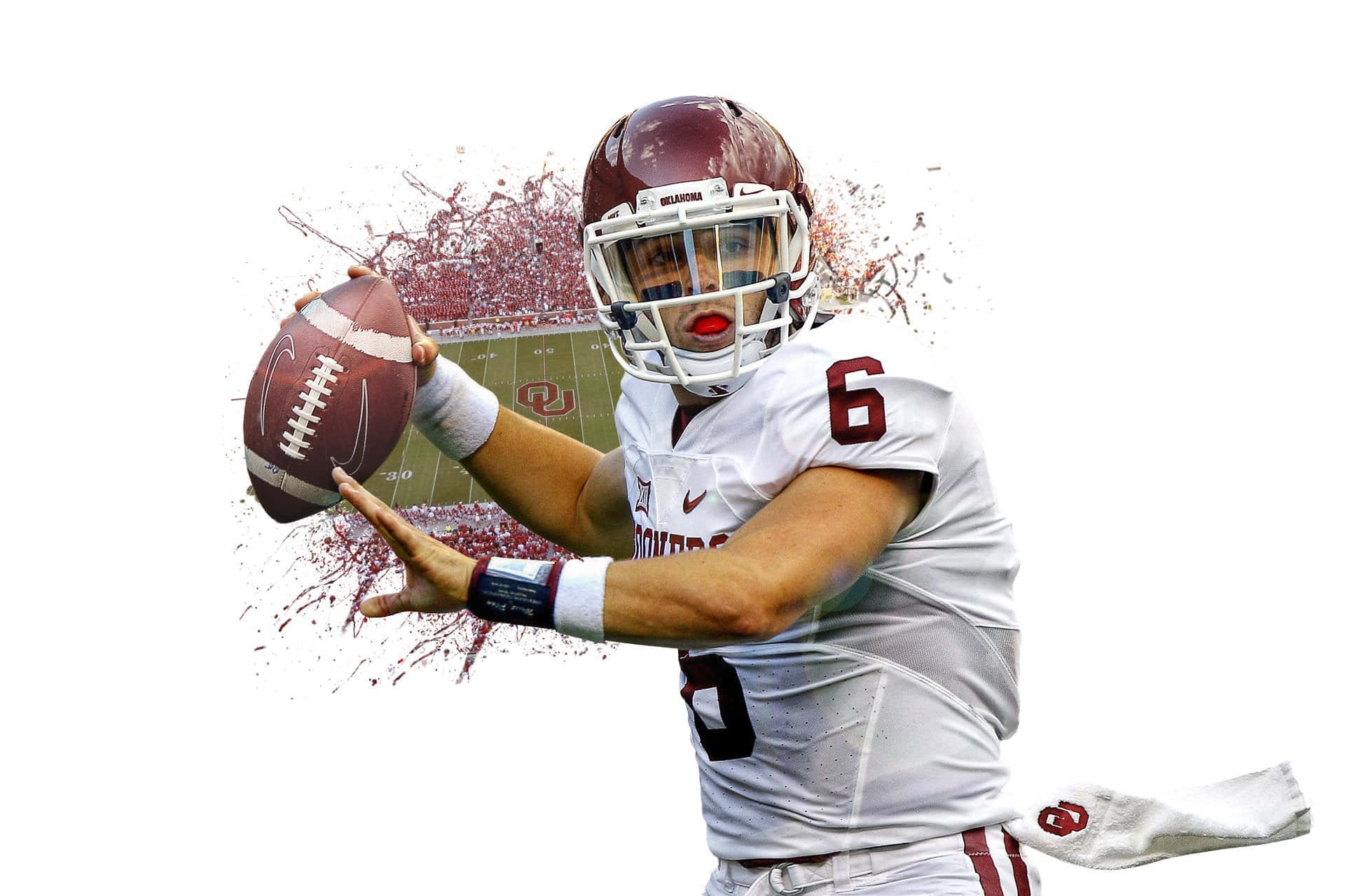 Baker Mayfield Throwing Ball Background