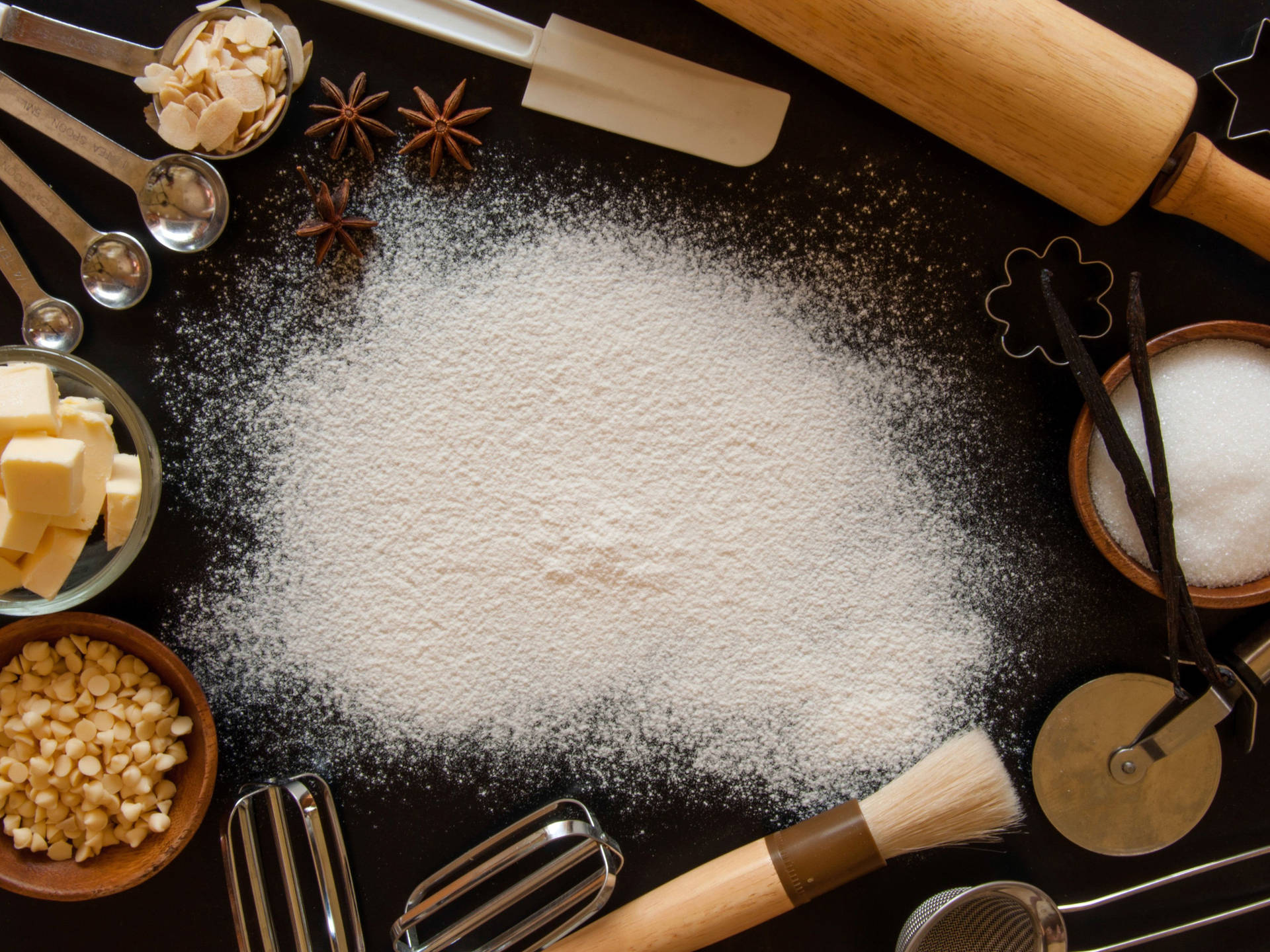 Bakery Ingredients Flat Lay Background
