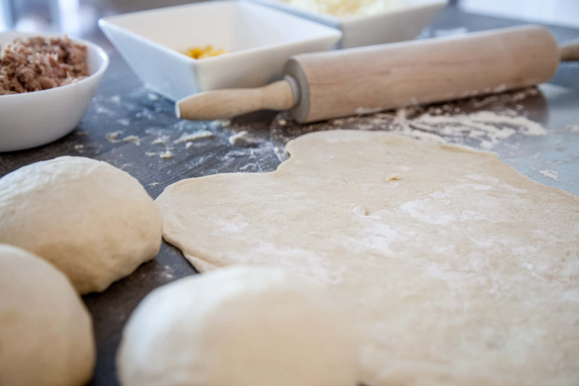 Baking Preparation Dough Rolling Pin Background