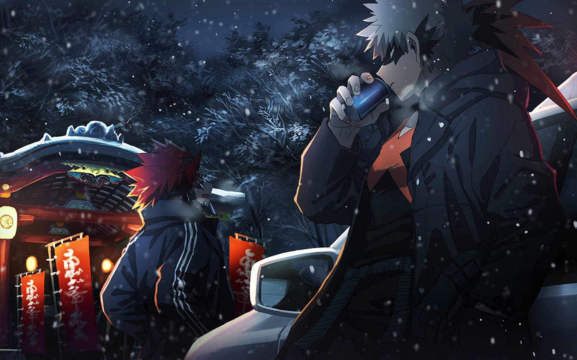 Bakugo And Eijiro Kirishima Winter Season Background