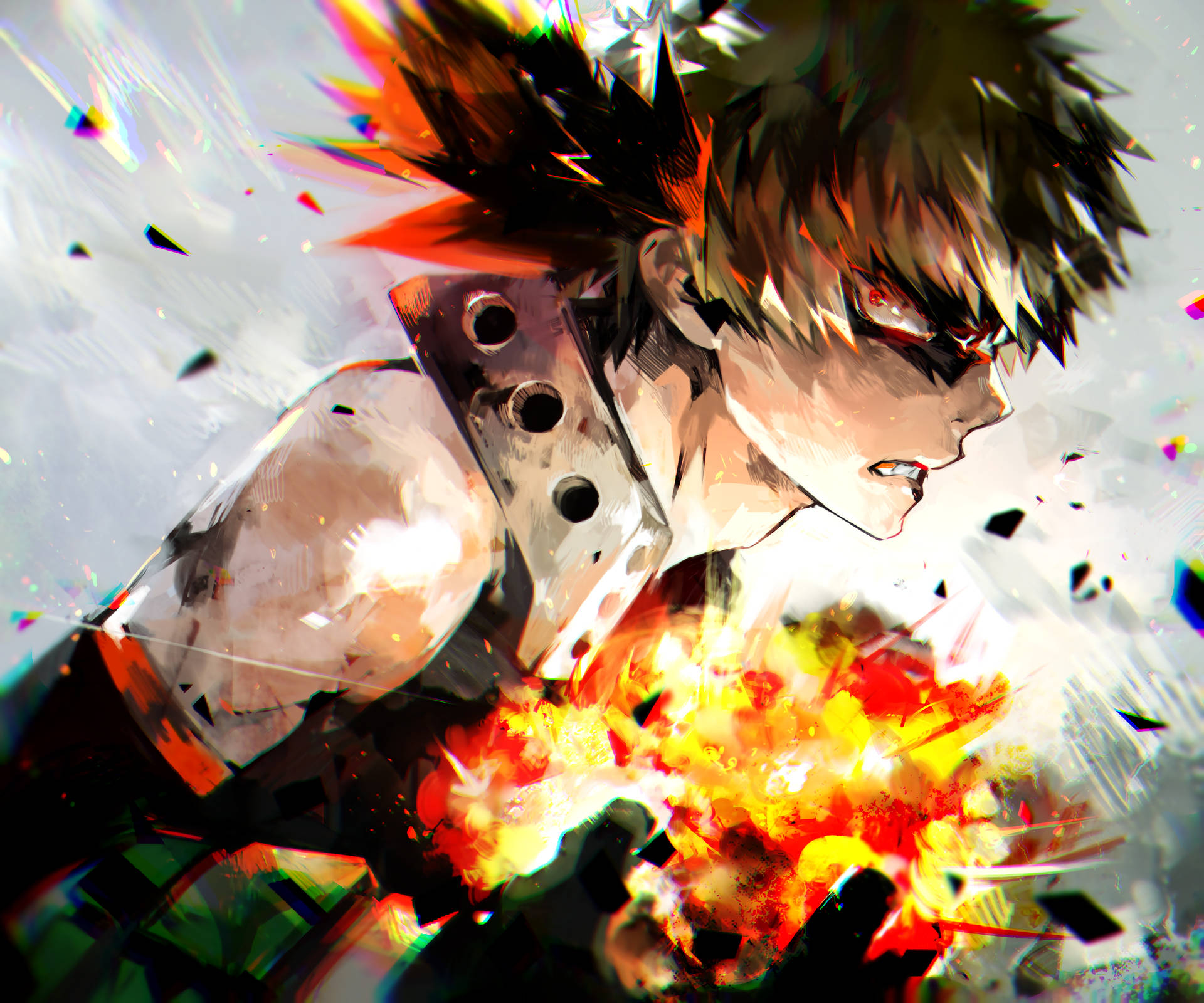 Bakugo Erupting Flames Background