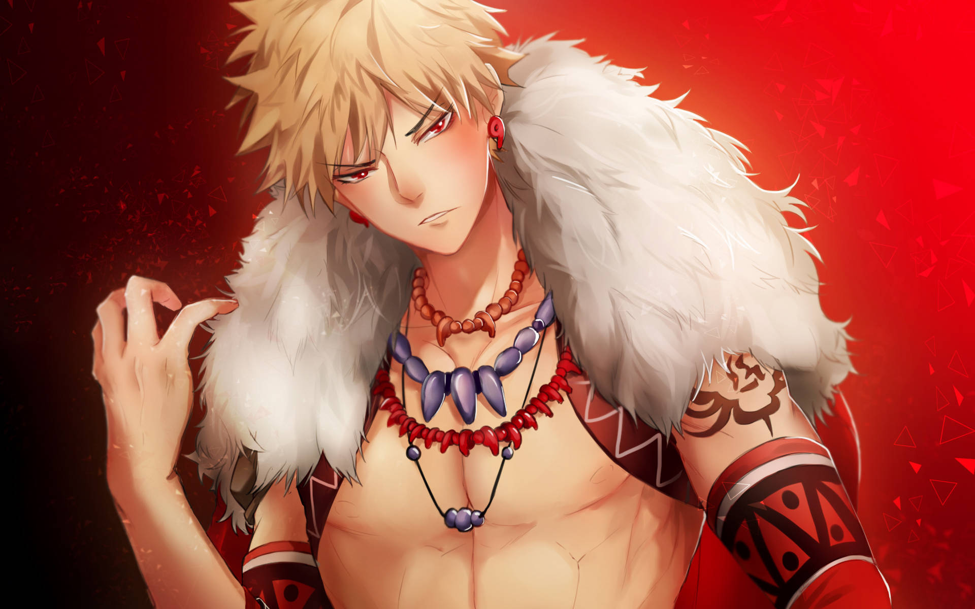 Bakugo Red Tribal Outfit Background