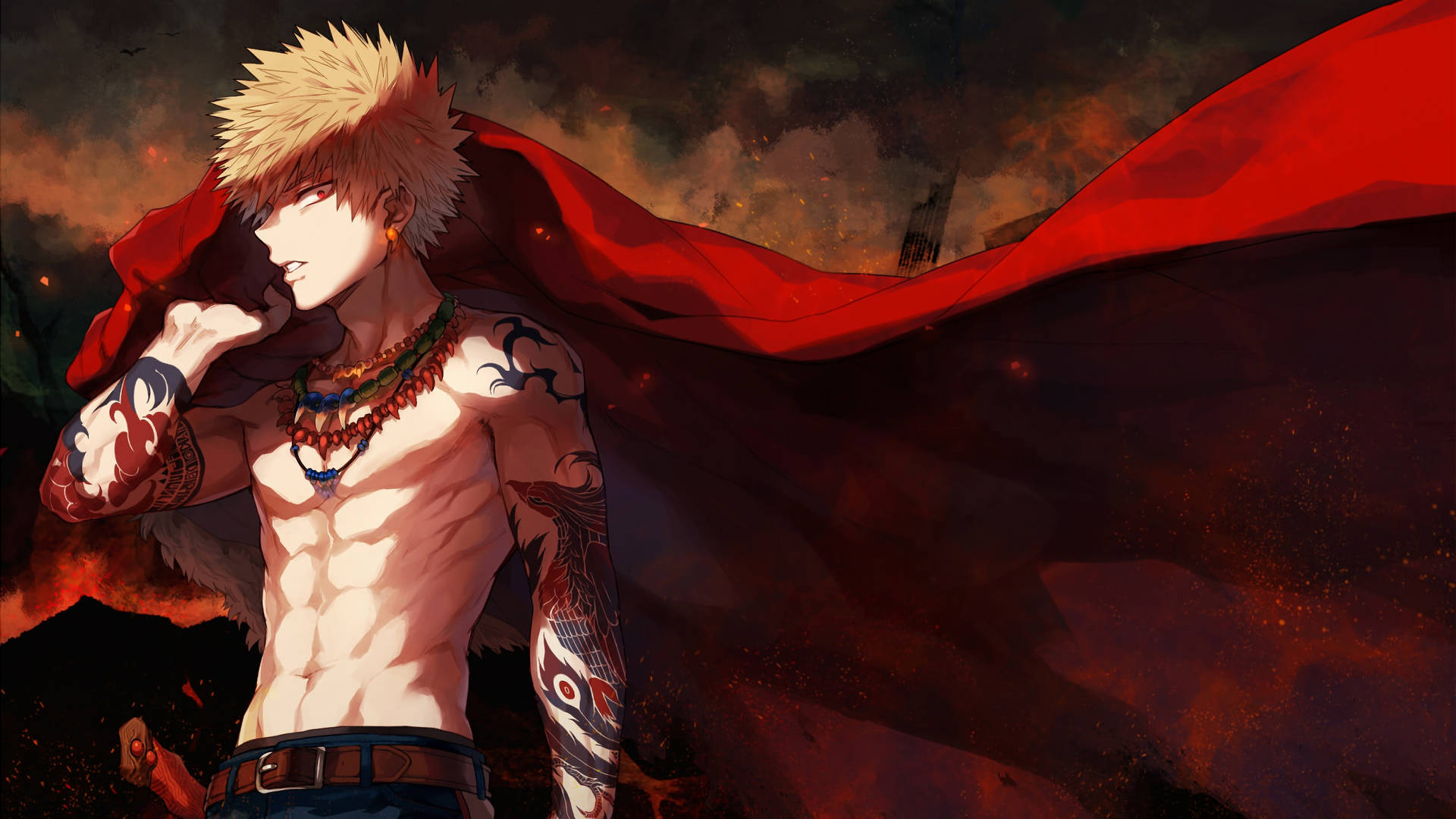 Bakugo Topless Pose Background