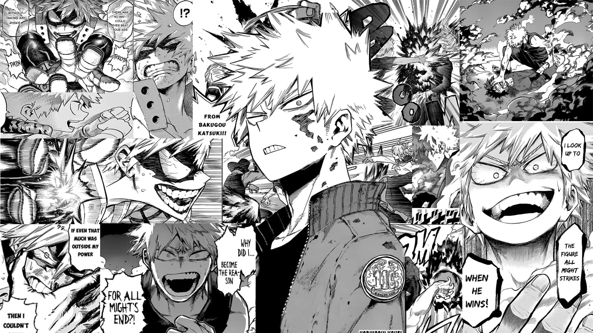 Bakugou Aesthetic Desktop Black And White Manga Panels Background