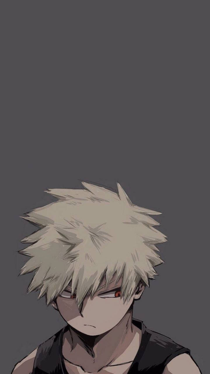 Bakugou Looking Gray Background