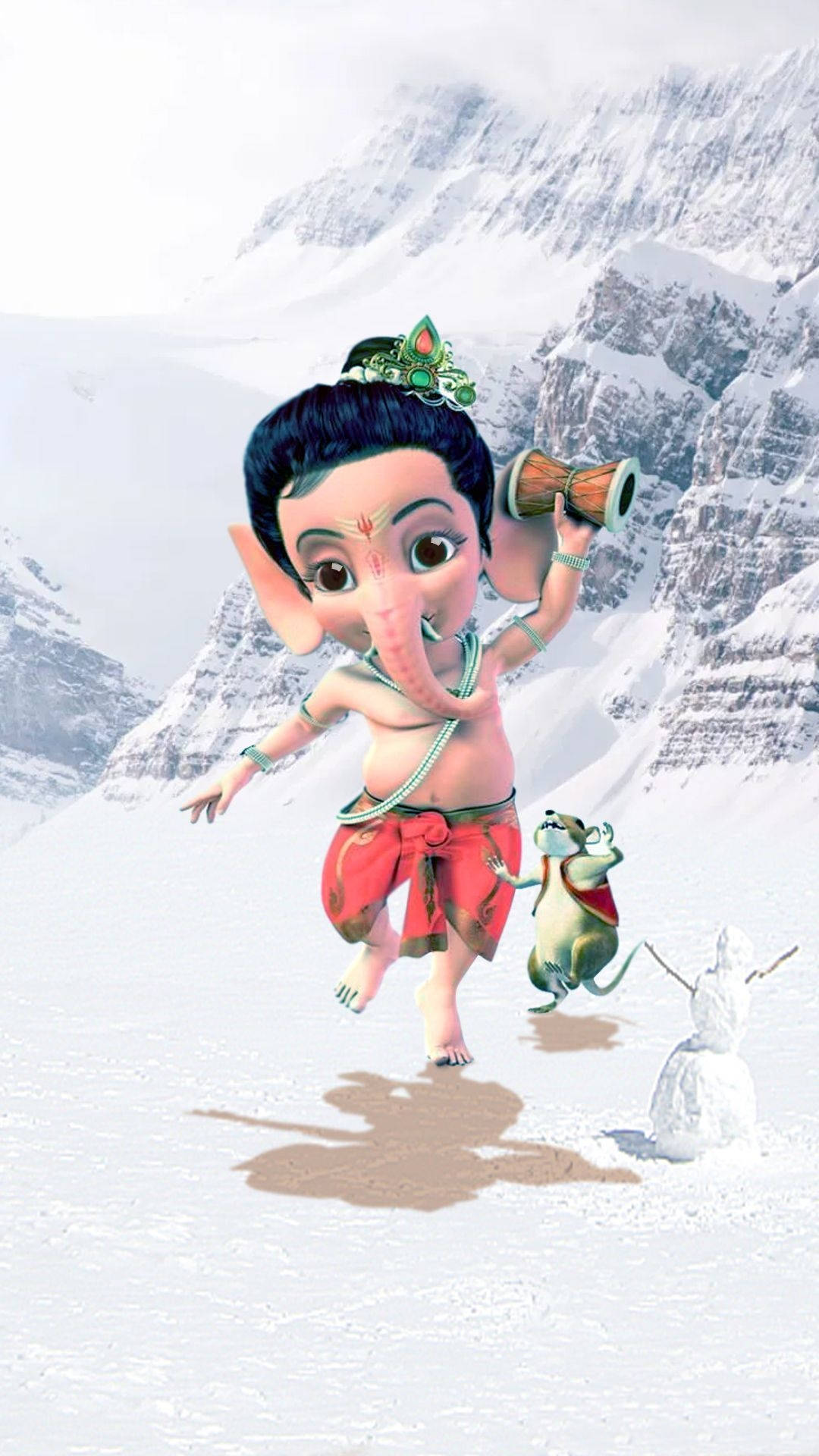 Bal Ganesh And Mouse Running Background