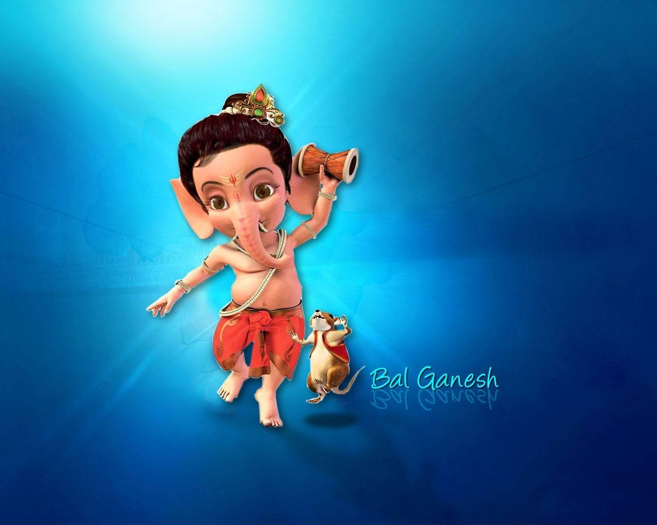Bal Ganesh And Pet Mouse Background