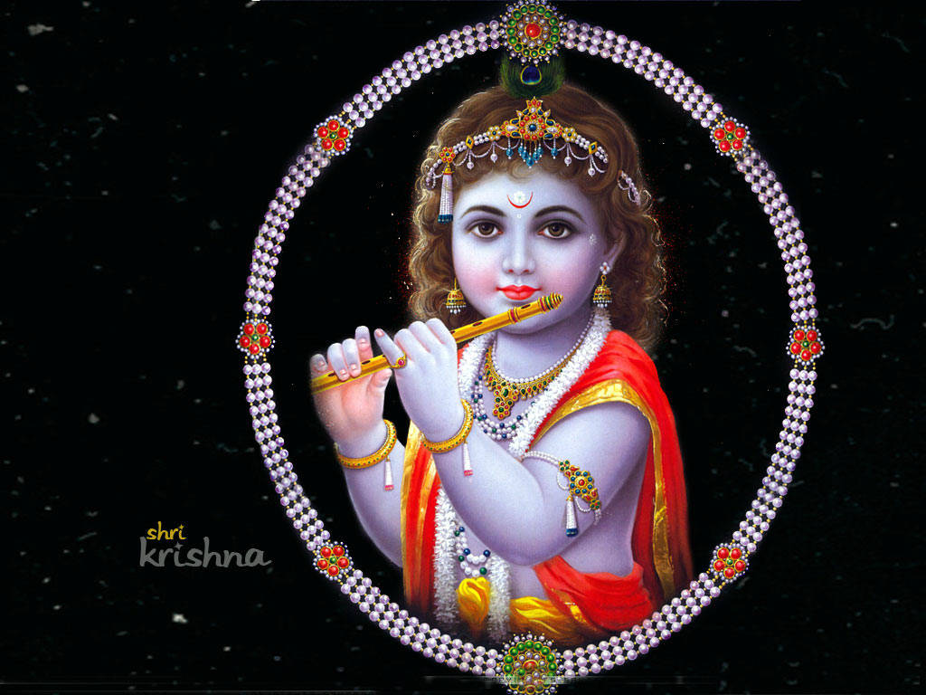 Bal Krishna With Pearl Adornments Background