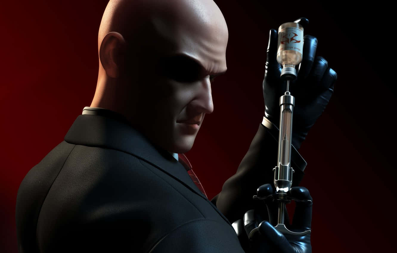 Bald Assassin With Syringe Background